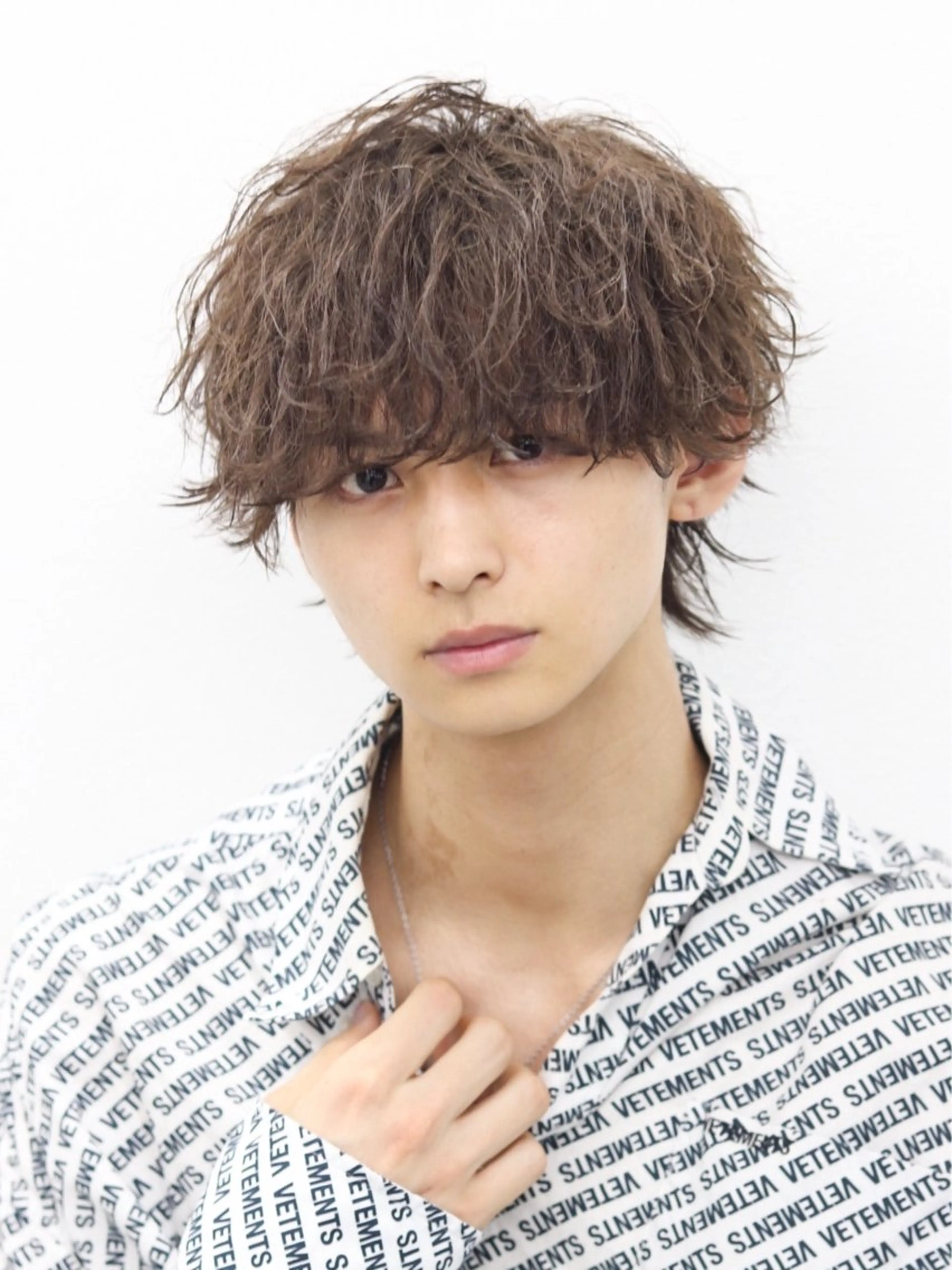 ミディアム カラー パーマ メンズ カット パーマ トリートメント ハイトーン/メンズマ ッシュ/KYOHEIのヘアスタイル