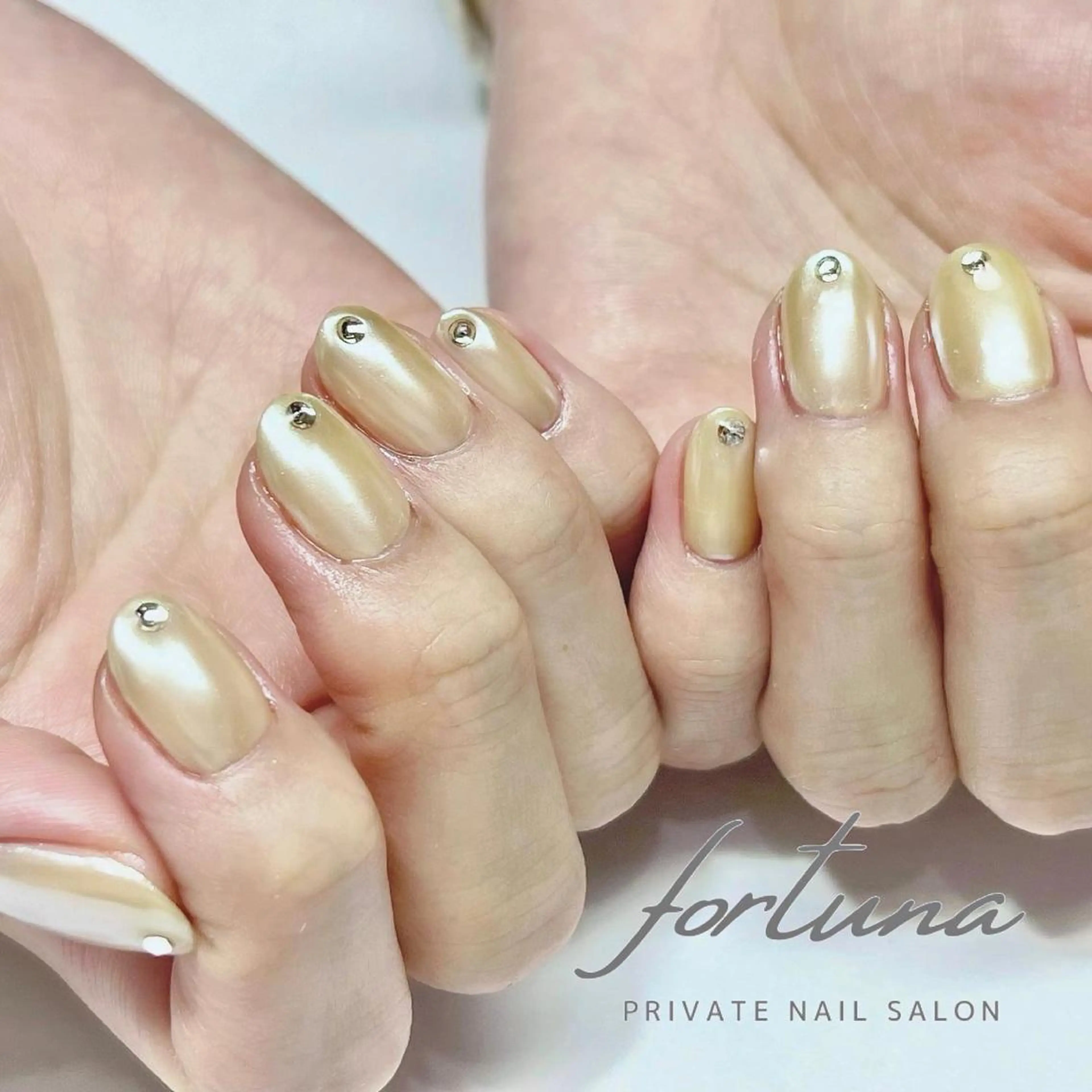 ネイル ミラーネイル ストーンネイル ハンドネイル fortuna 武藤裕美のネイルデザイン