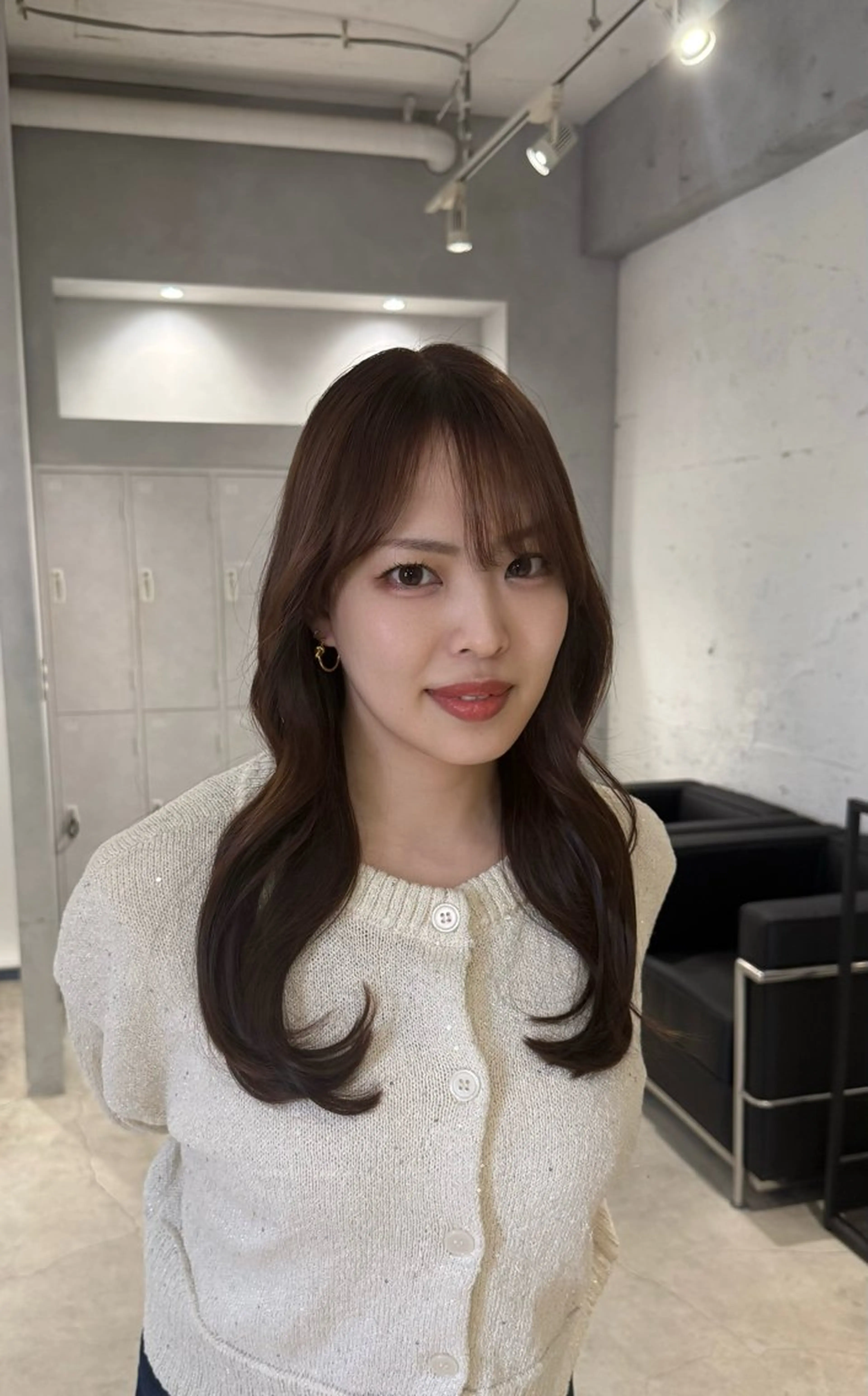 セミロング カラー ブラウンカラー 韓国風ヘア ヘアカラー トリートメント あんな🦋レイヤー カット/透明感カラーのヘアスタイル