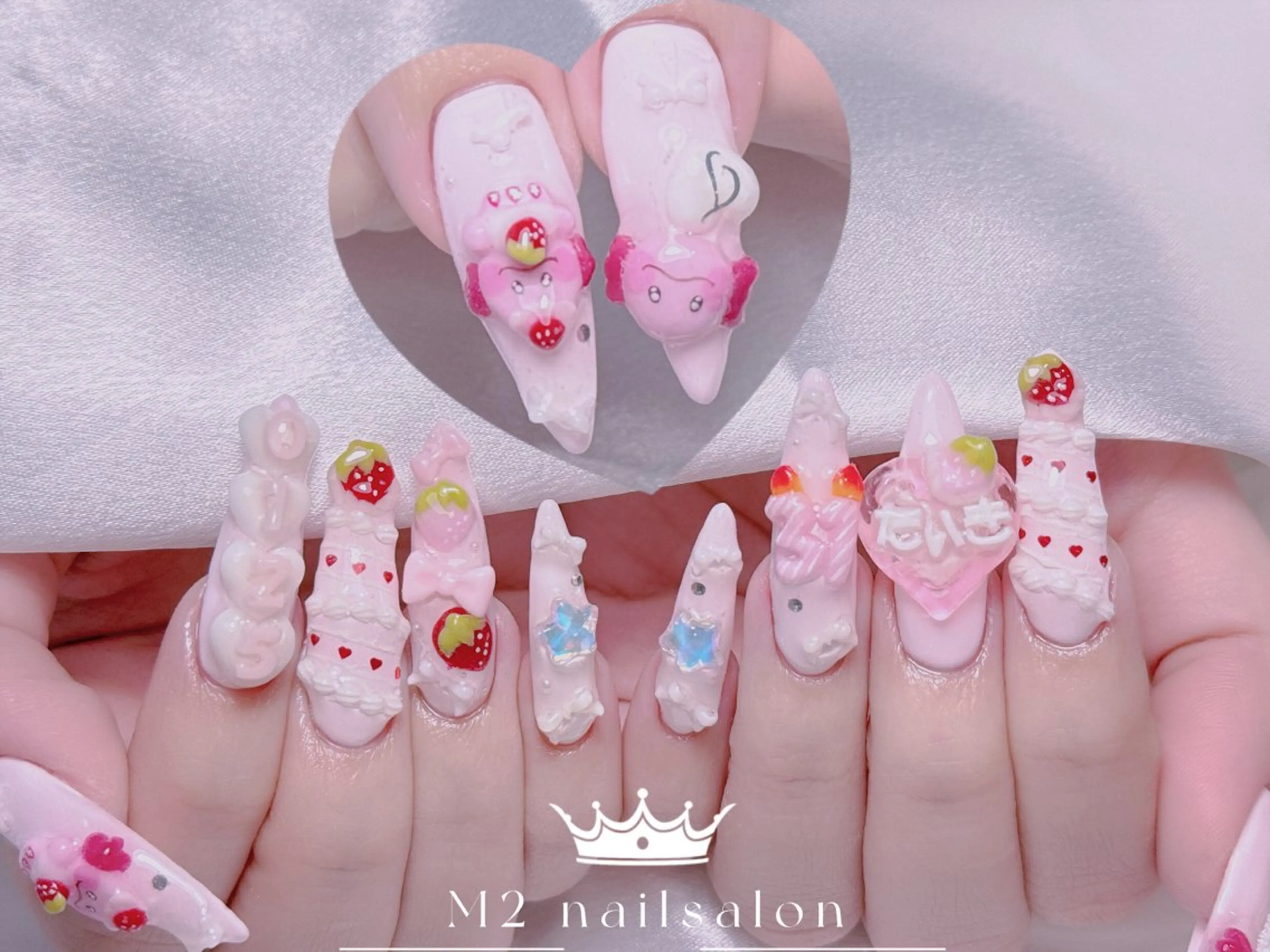 ネイル ジェルネイル マグネットネイル パラジェル バレンタイン ワンホンネイル ハンドネイル 長さだし専門店 M2　rikaのネイルデザイン