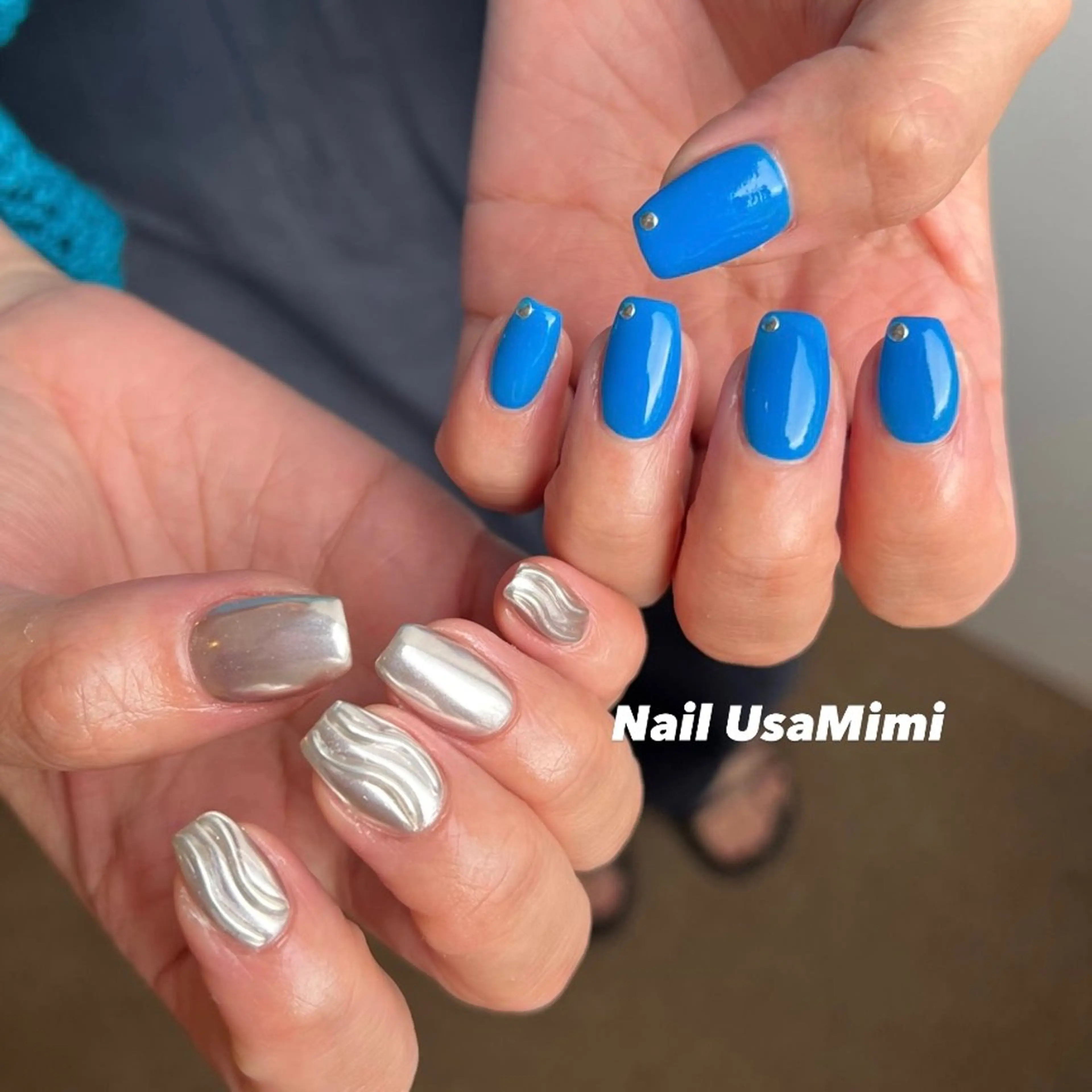 ネイル オーロラネイル フットネイル ジェルネイル 氷ネイル・うるうるネイル キラキラネイル 本町ネイルNail UsaMimiのネイルデザイン