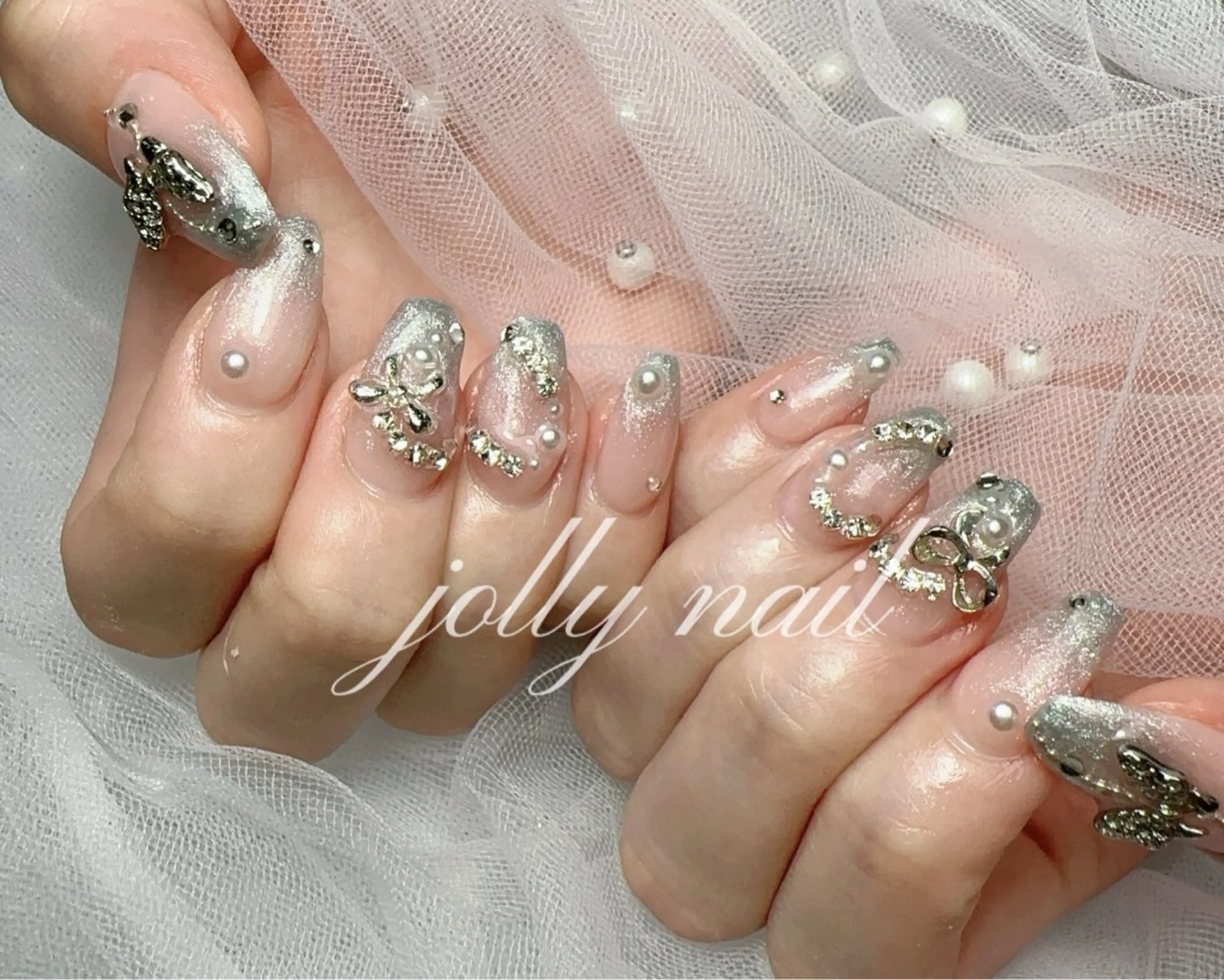 ネイル ハンドネイル Jolly チップ長さだしのネイルデザイン