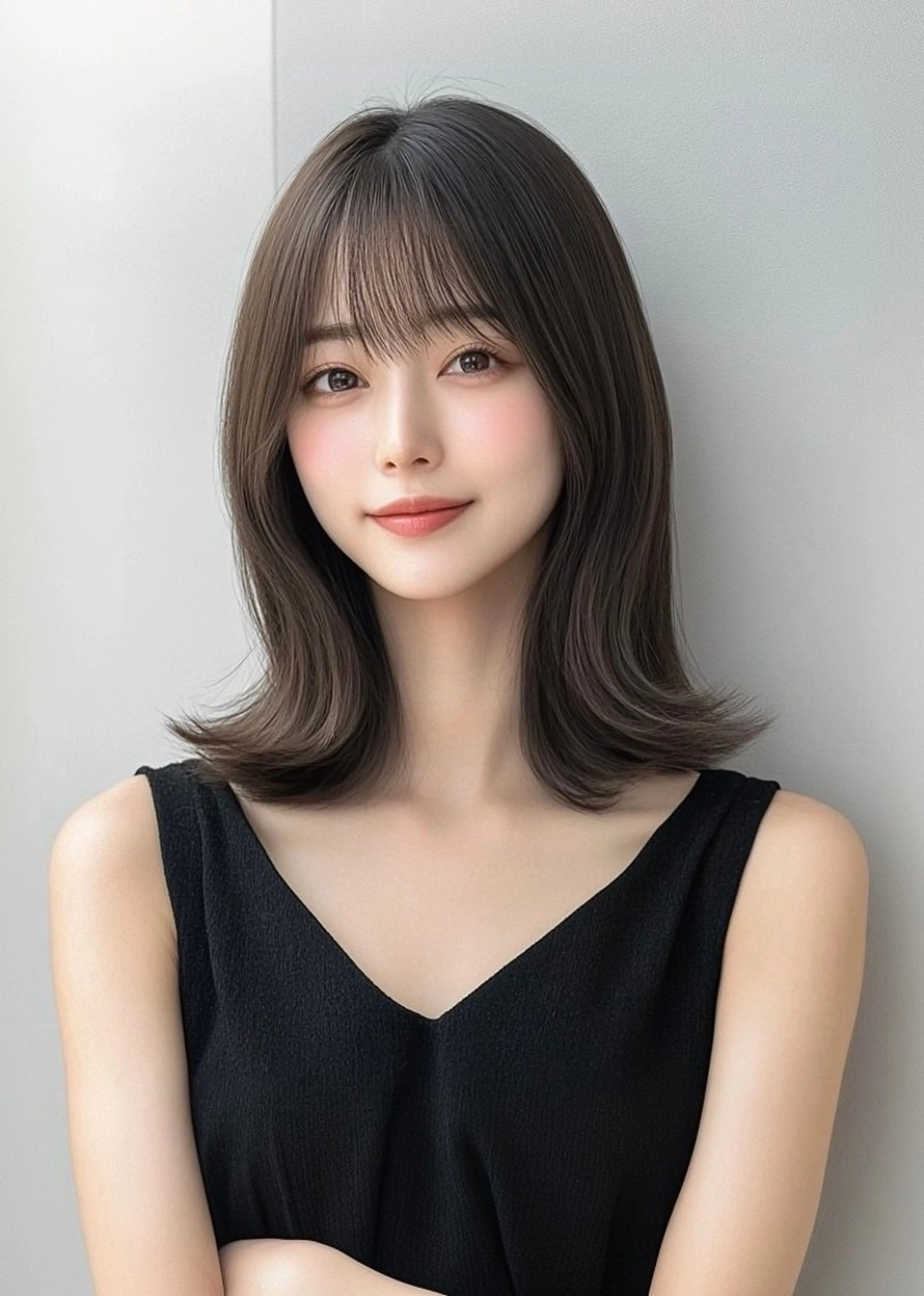 ミディアム カット ヘアカラー トリートメント 韓国風/髪質改善/ ナガヤアキラのヘアスタイル