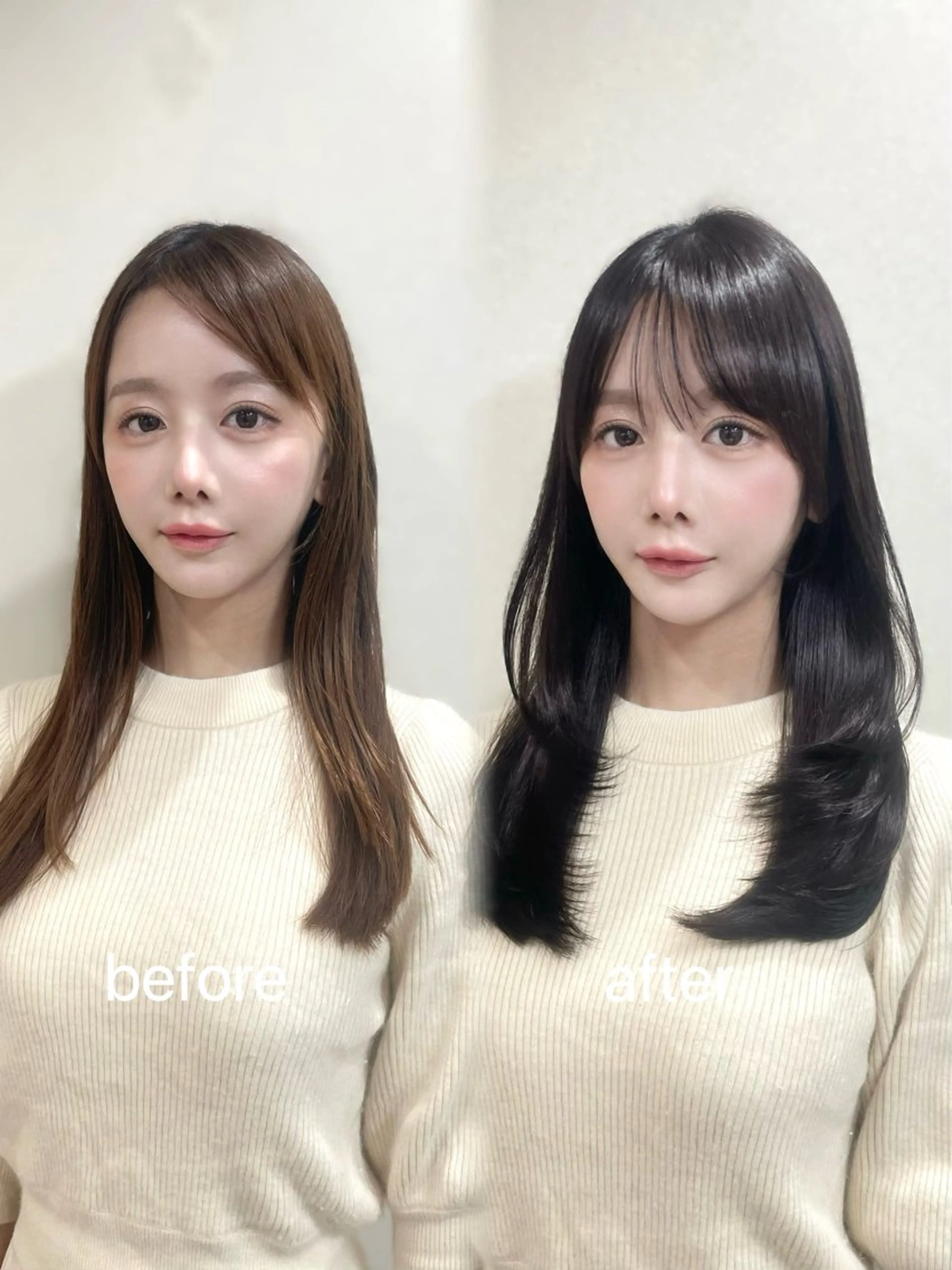 ミディアム カラー 髪質改善 韓国風ヘア レイヤーカット 縮毛矯正 トリートメント HINA🎀韓国ヘア エクステ/小顔カットのヘアスタイル