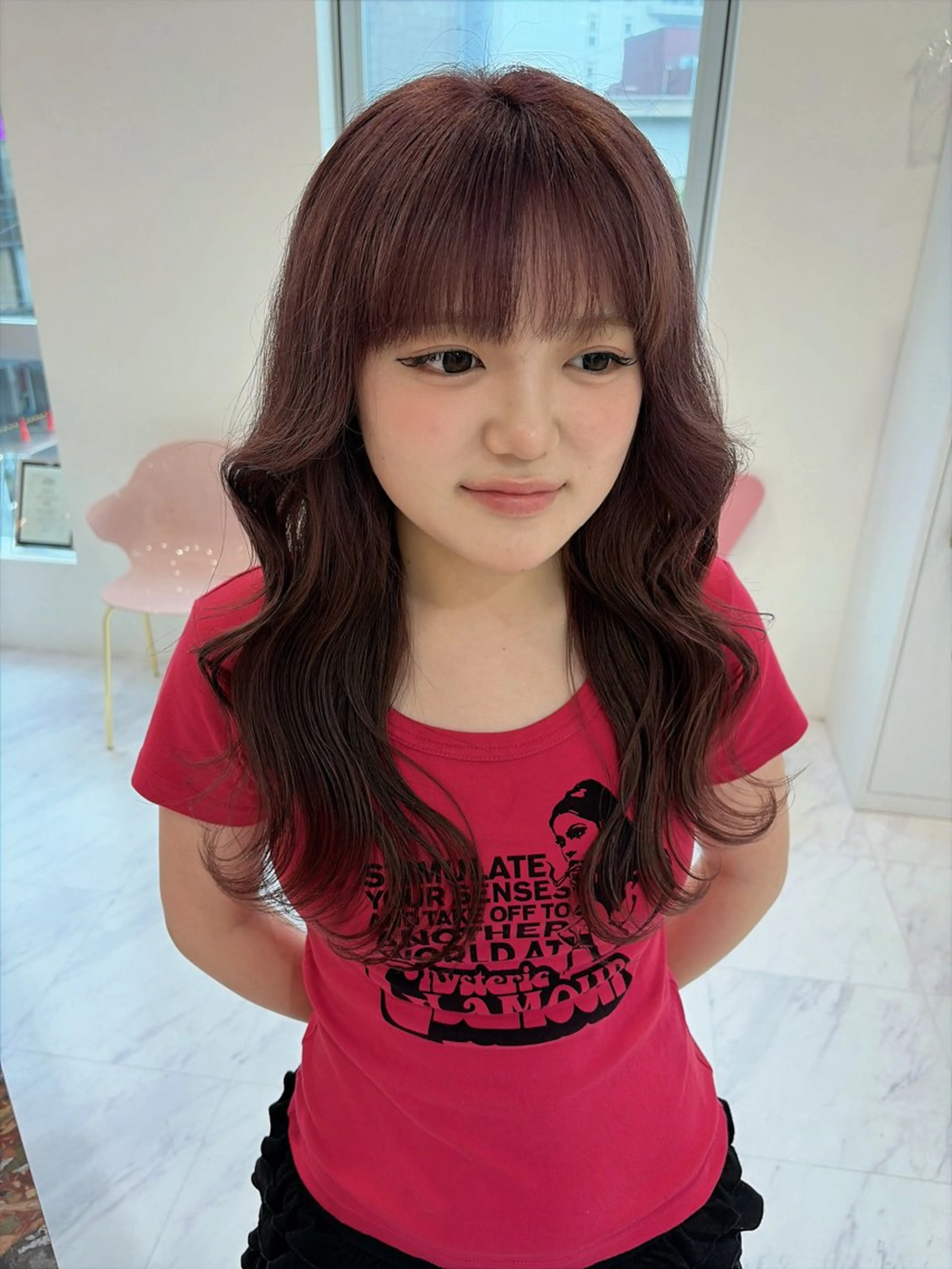 セミロング カラー ラベンダーカラー ピンクカラー ピンクラベンダー 韓国風ヘア カット ヘアカラー トリートメント 名駅/ハイトーン /Y2k/YUNAのヘアスタイル