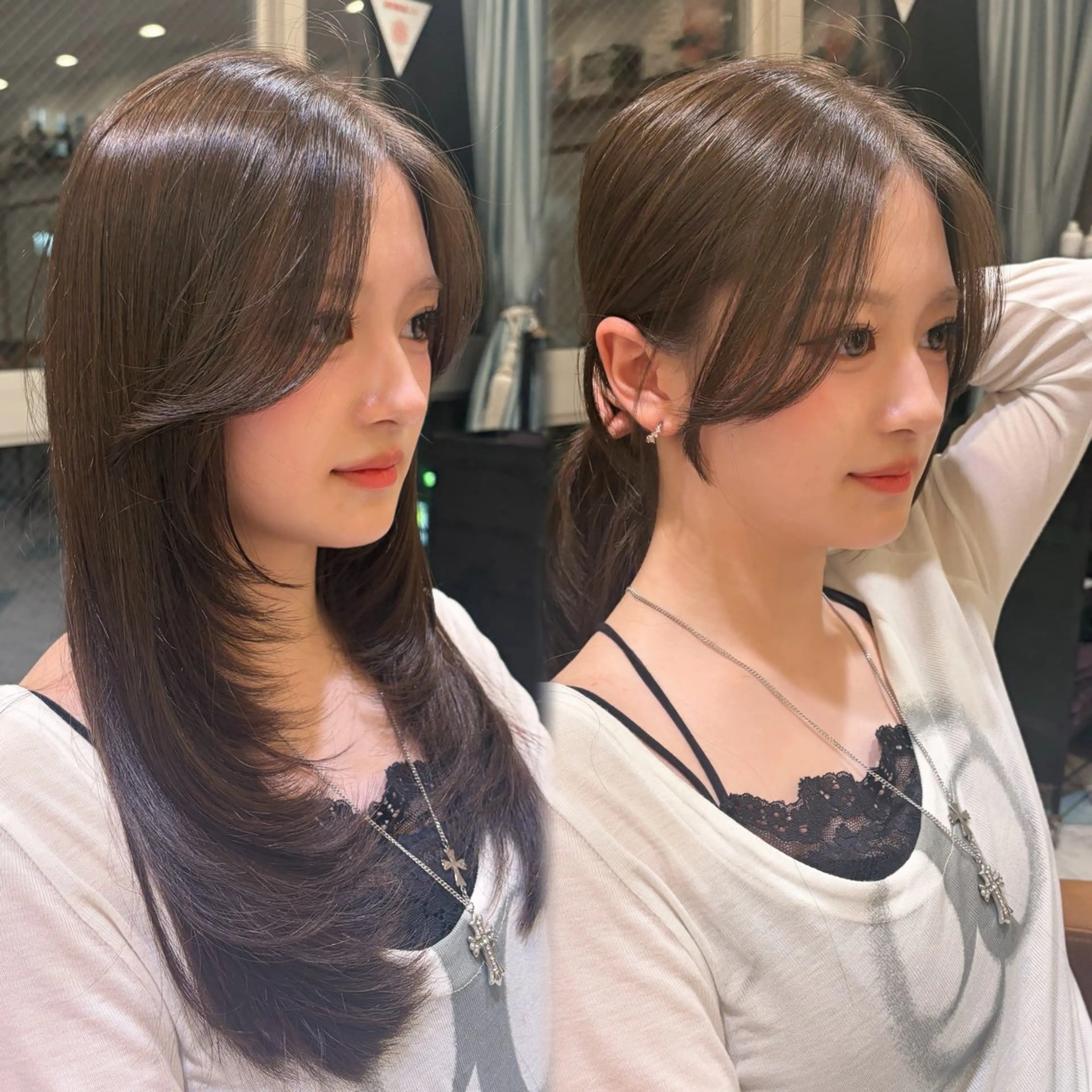 セミロング カット ヘアカラー 縮毛矯正 トリートメント 🫧ボブ/縮毛矯正/ 小顔/ゆーな🫧のヘアスタイル