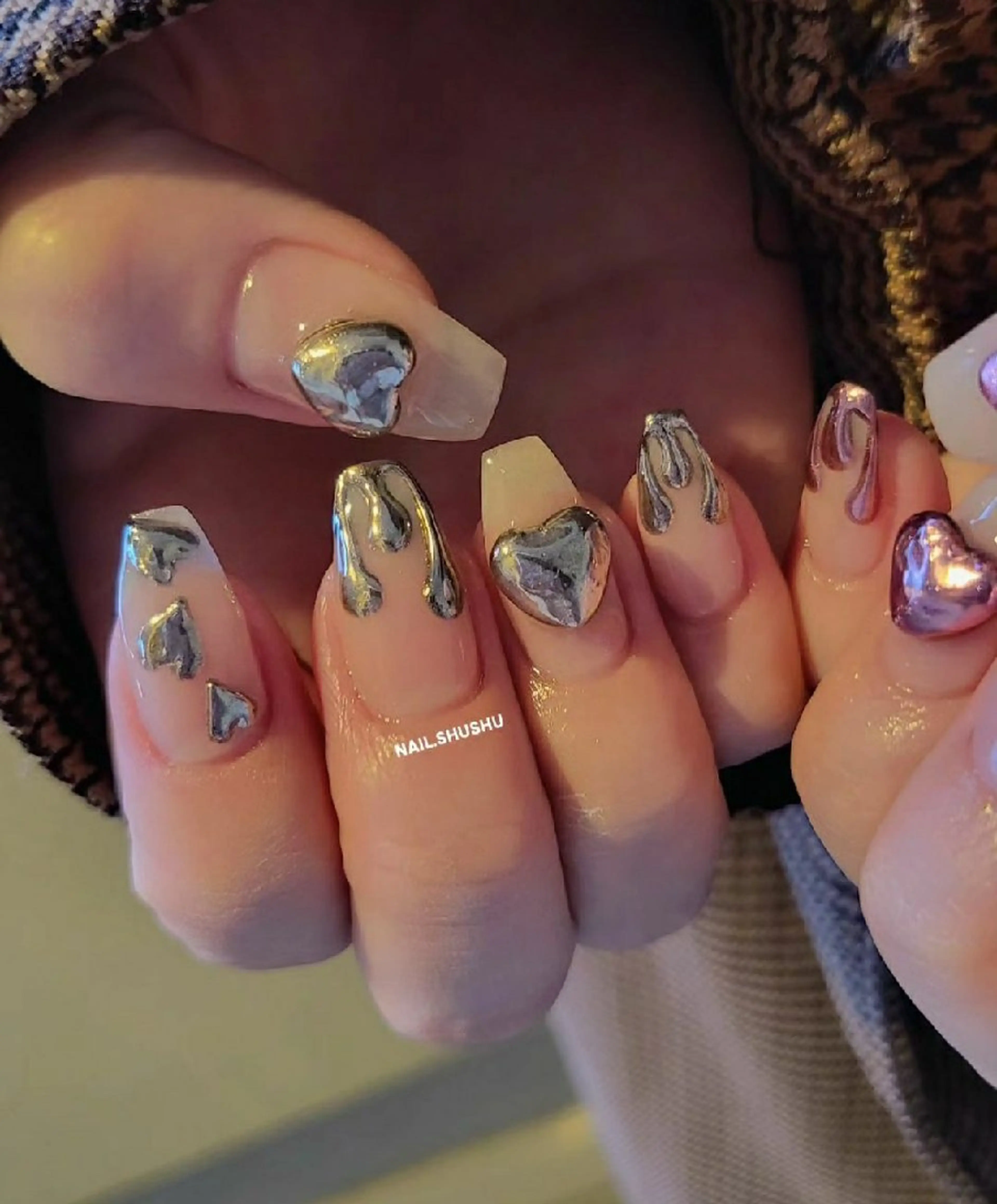 ネイル 持ち込み ニュアンスネイル ワンカラーネイル シンプルネイル 冬ネイル ハンドネイル 3dパーツ/流行り 👧shushu❤️のネイルデザイン