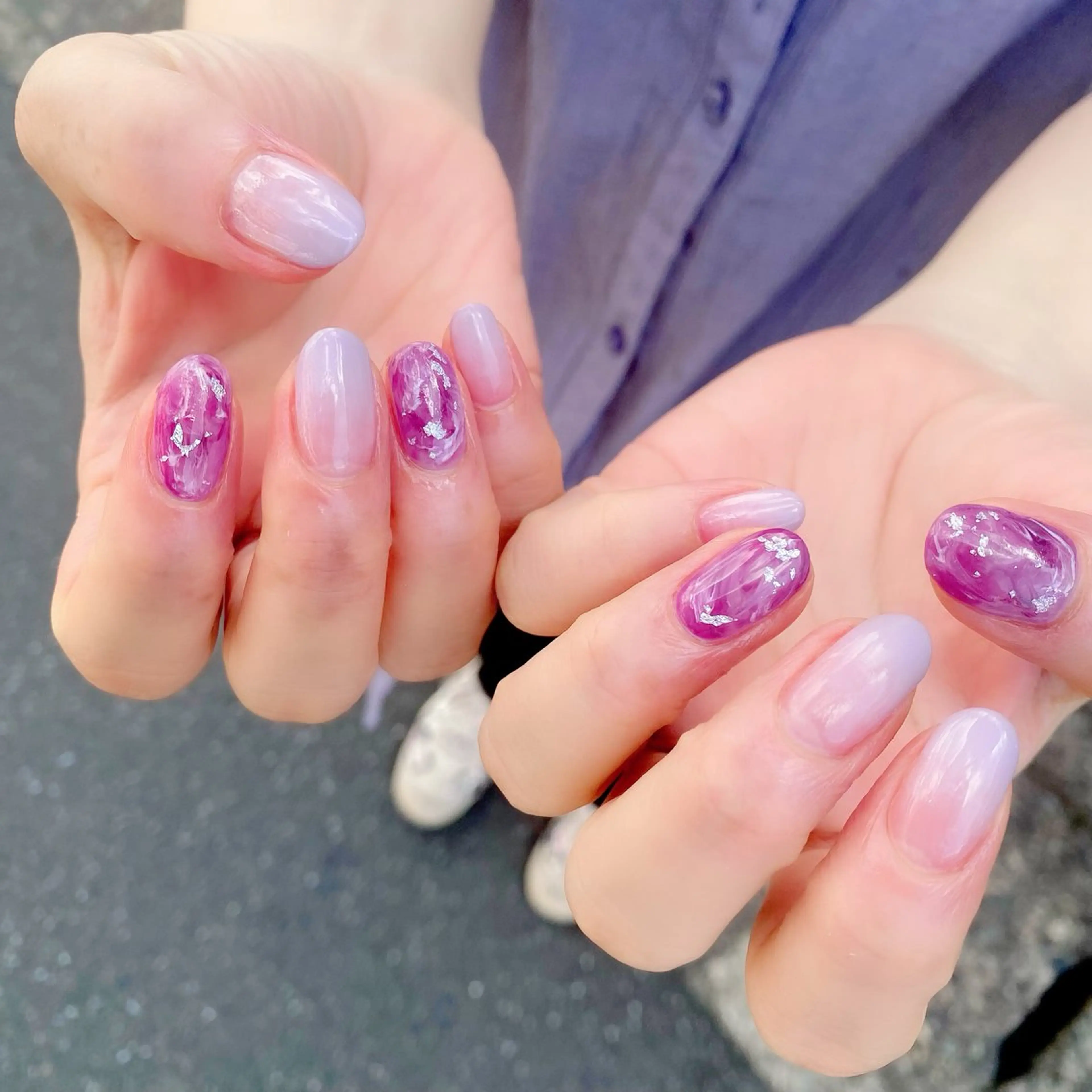 ネイル グラデーション ニュアンスネイル パープル 夏ネイル ハンドネイル Salon Ｋのネイルデザイン