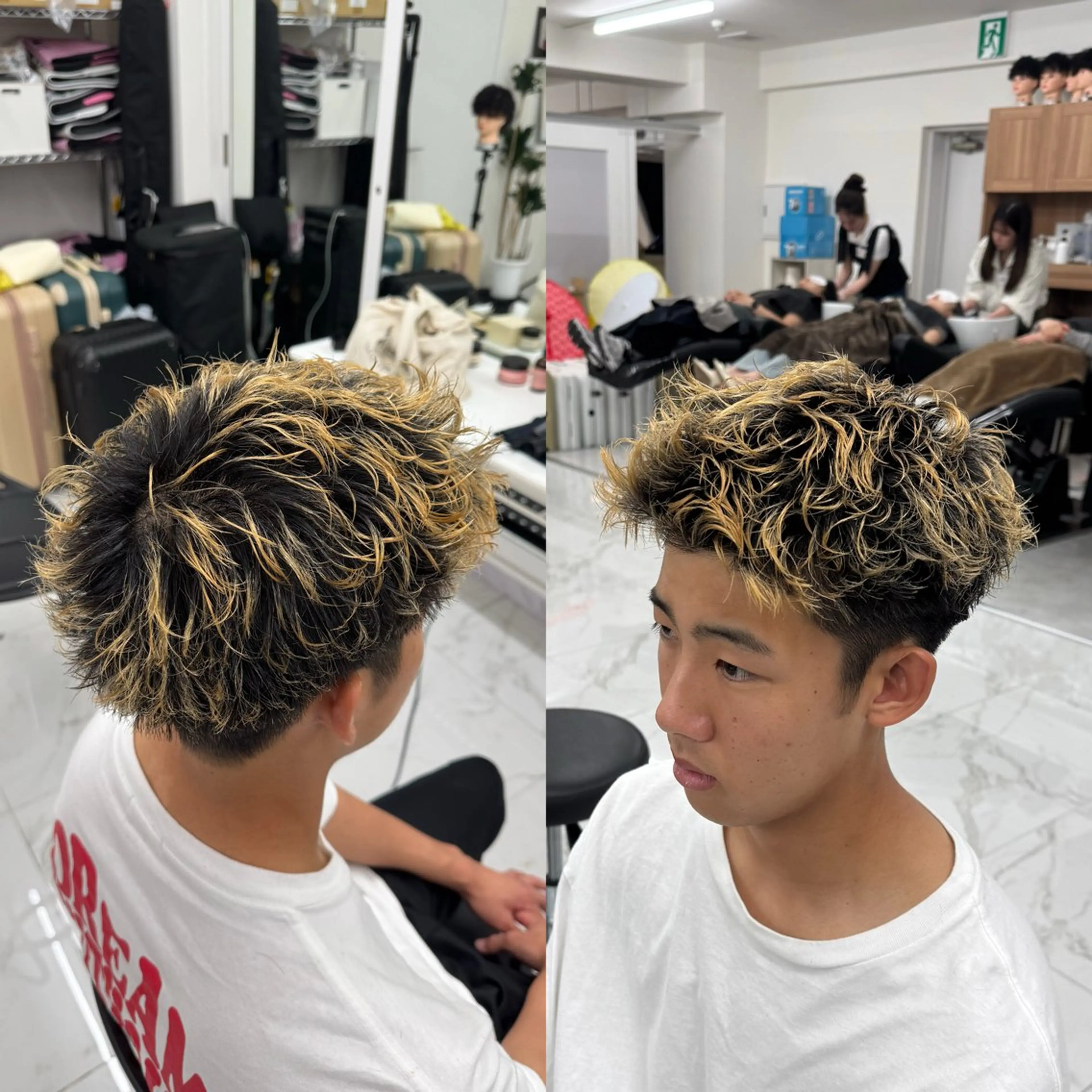 ショート カラー パーマ メンズ メンズ/パーマ/ 京都駅/井上光のヘアスタイル