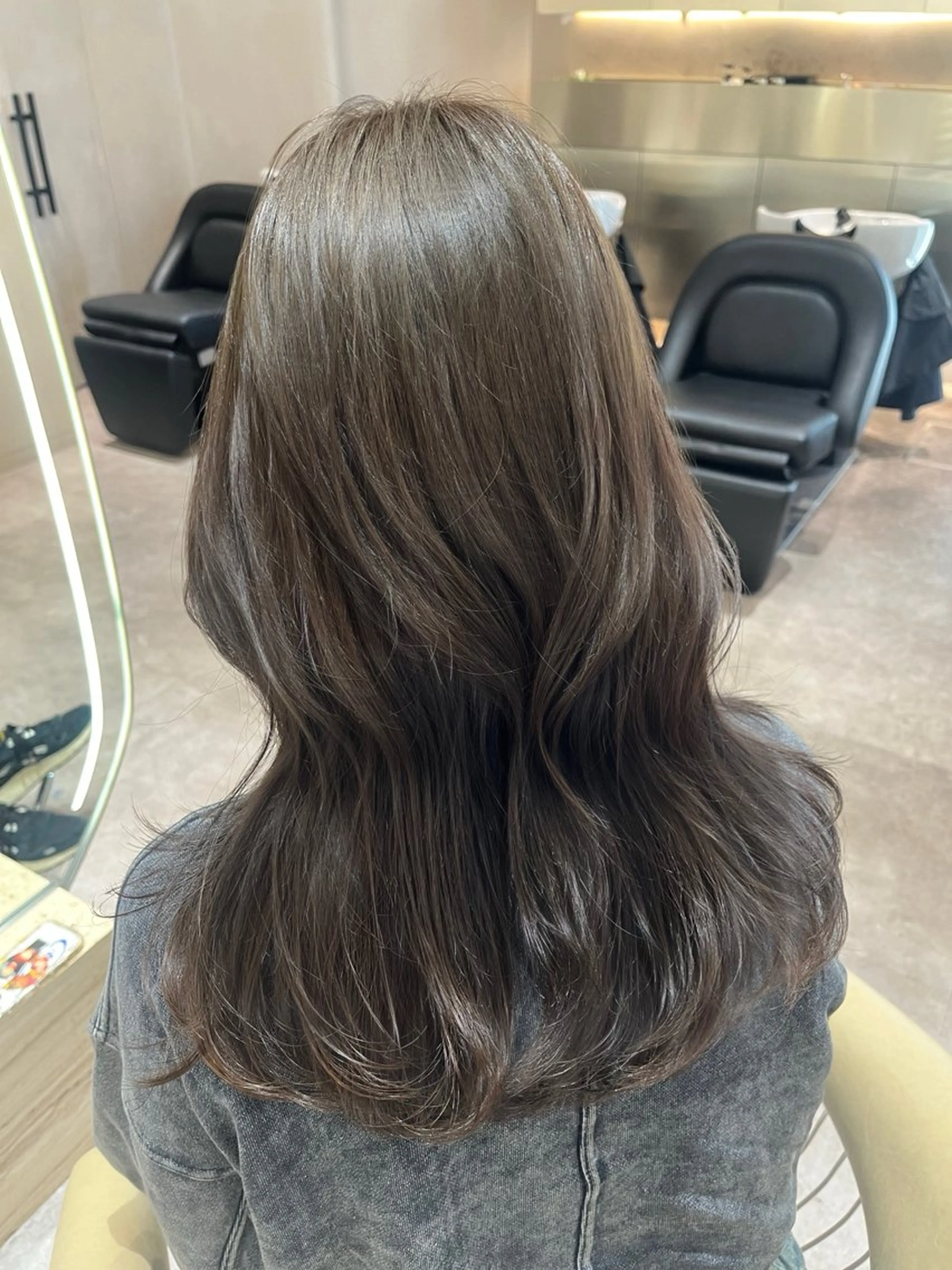 セミロング カット ヘアカラー 顔周りカット/ 透明感カラー/ユナのヘアスタイル