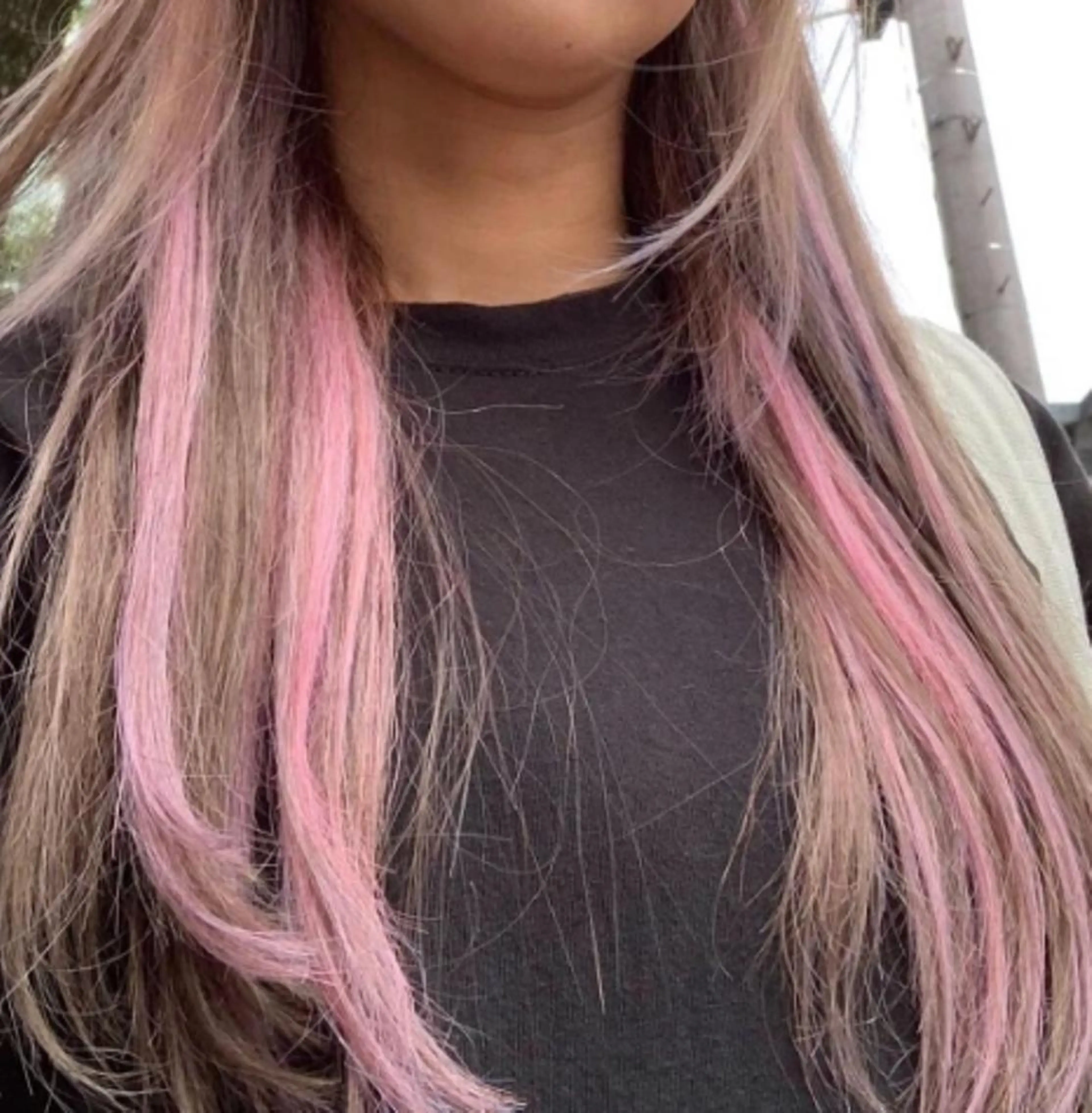 ロング カラー パーマ ヘアアレンジ チビ編み込みエクステ シールEXどぅ〜すのヘアスタイル