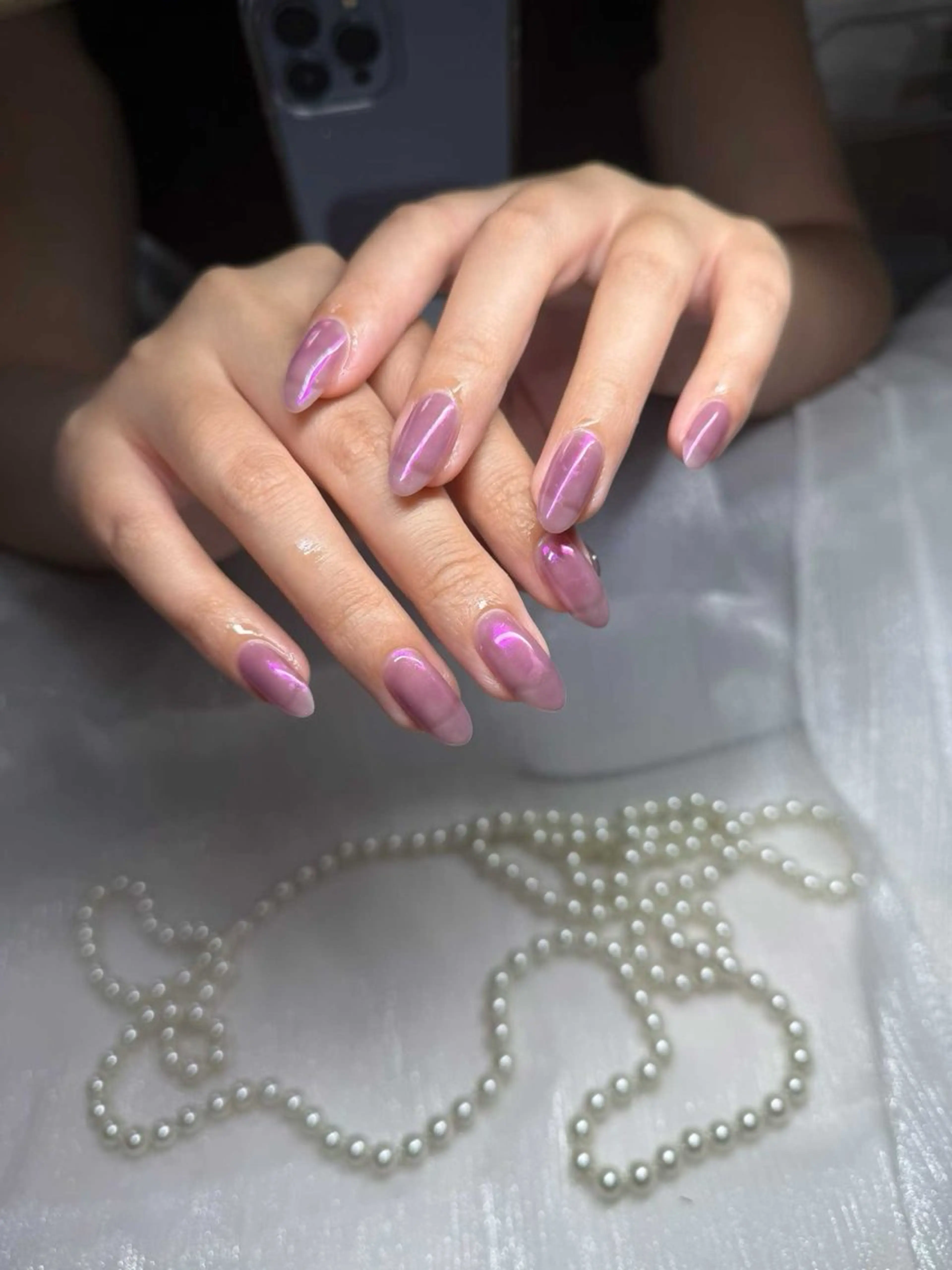 ネイル マグネットネイル ピンク シンプルネイル SUI nail salon所属・SUI 自宅ネイルサロンのネイルデザイン