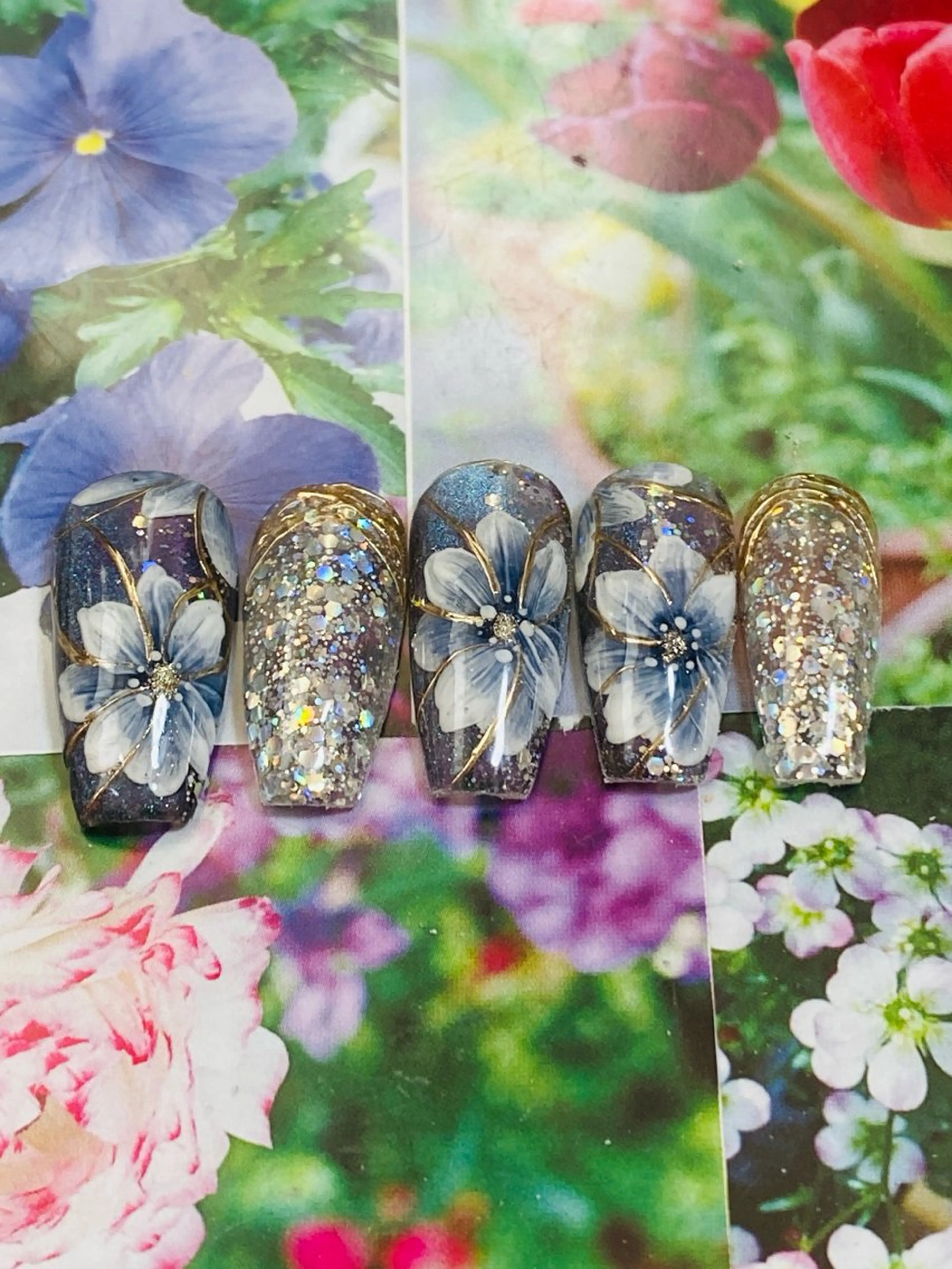 ネイル アートネイル フラワーネイル 自宅ネイルサロン ♦️nuance♦️のネイルデザイン