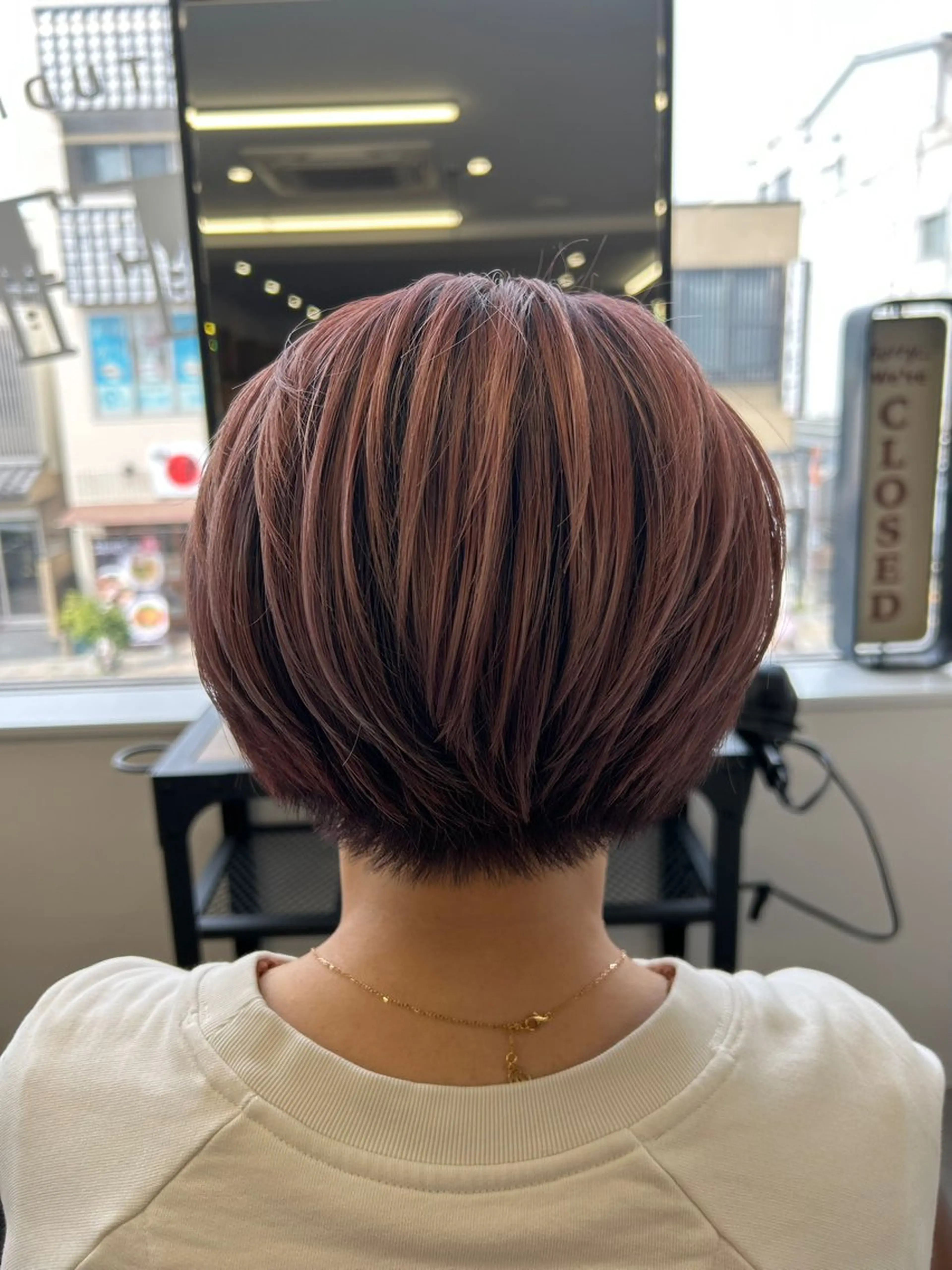 ショート カラー バレイヤージュ ラベンダーカラー ピンクカラー ピンクラベンダー レイヤーカット カット ヘアカラー トリートメント SHAFT Ieiriのヘアスタイル