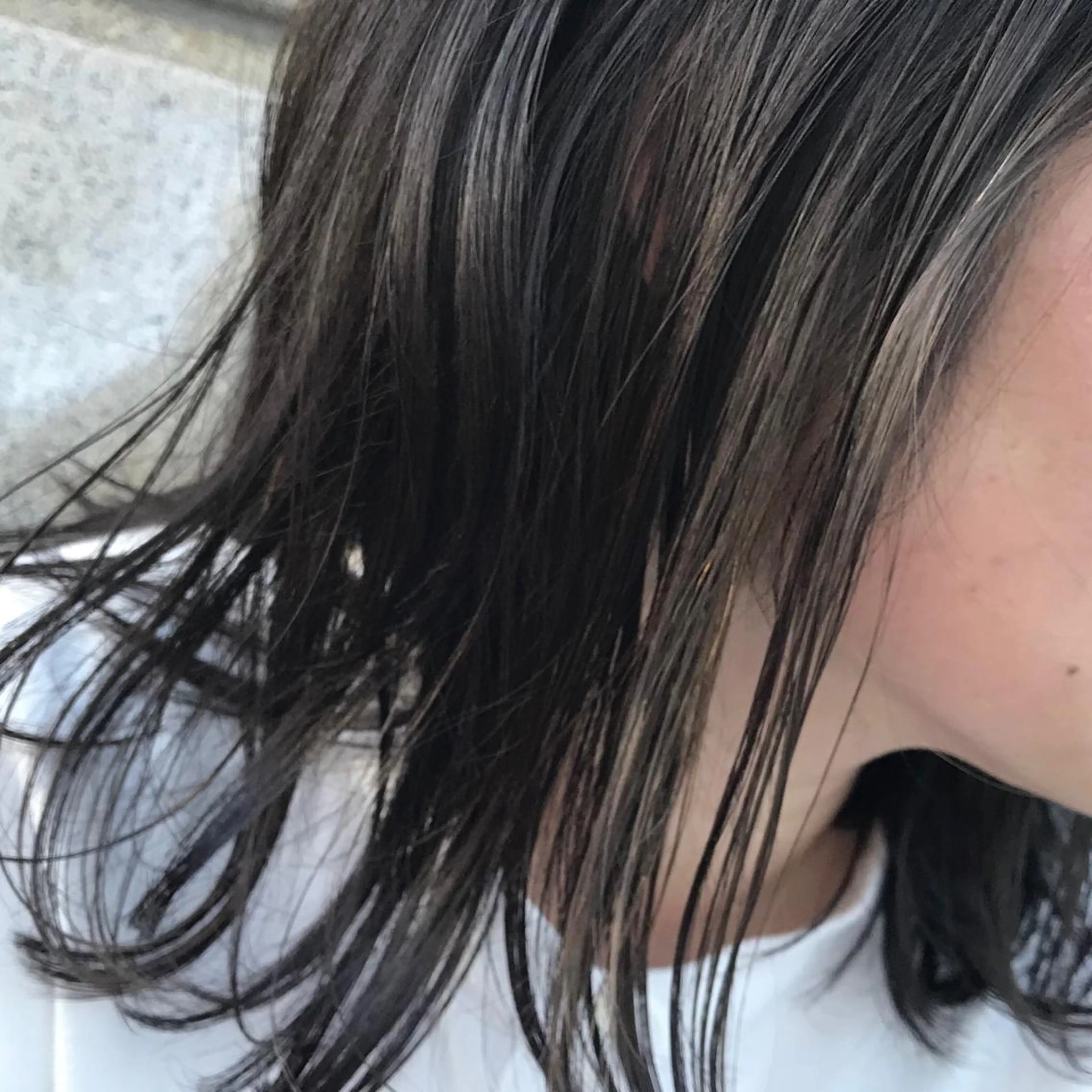 ミディアム カラー イヤリングカラー ママ美容師 ＊ヒマワリのヘアスタイル