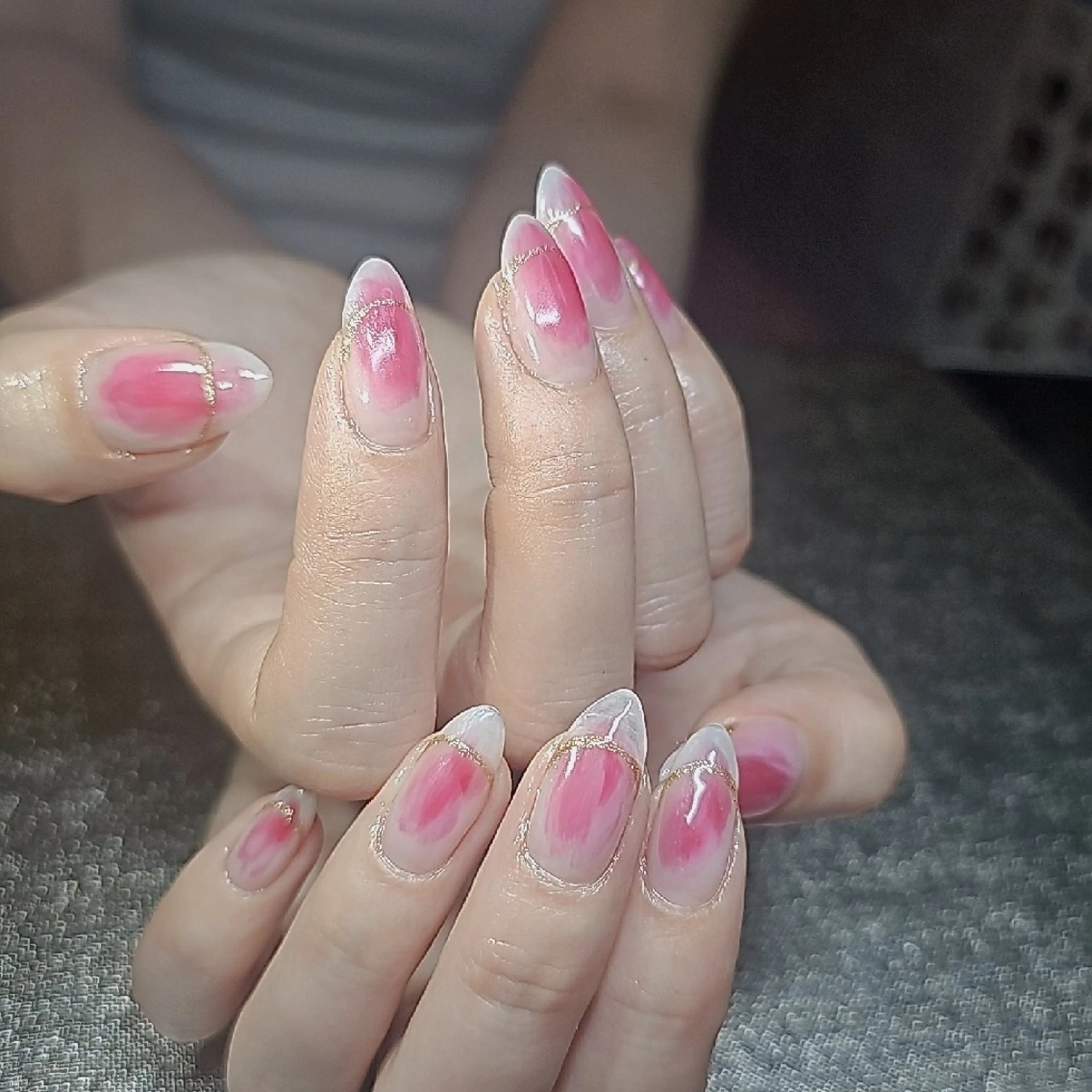 ネイル フレンチネイル ラメ(グリッター) 大理石ネイル(マーブル) salon de  Princessのネイルデザイン
