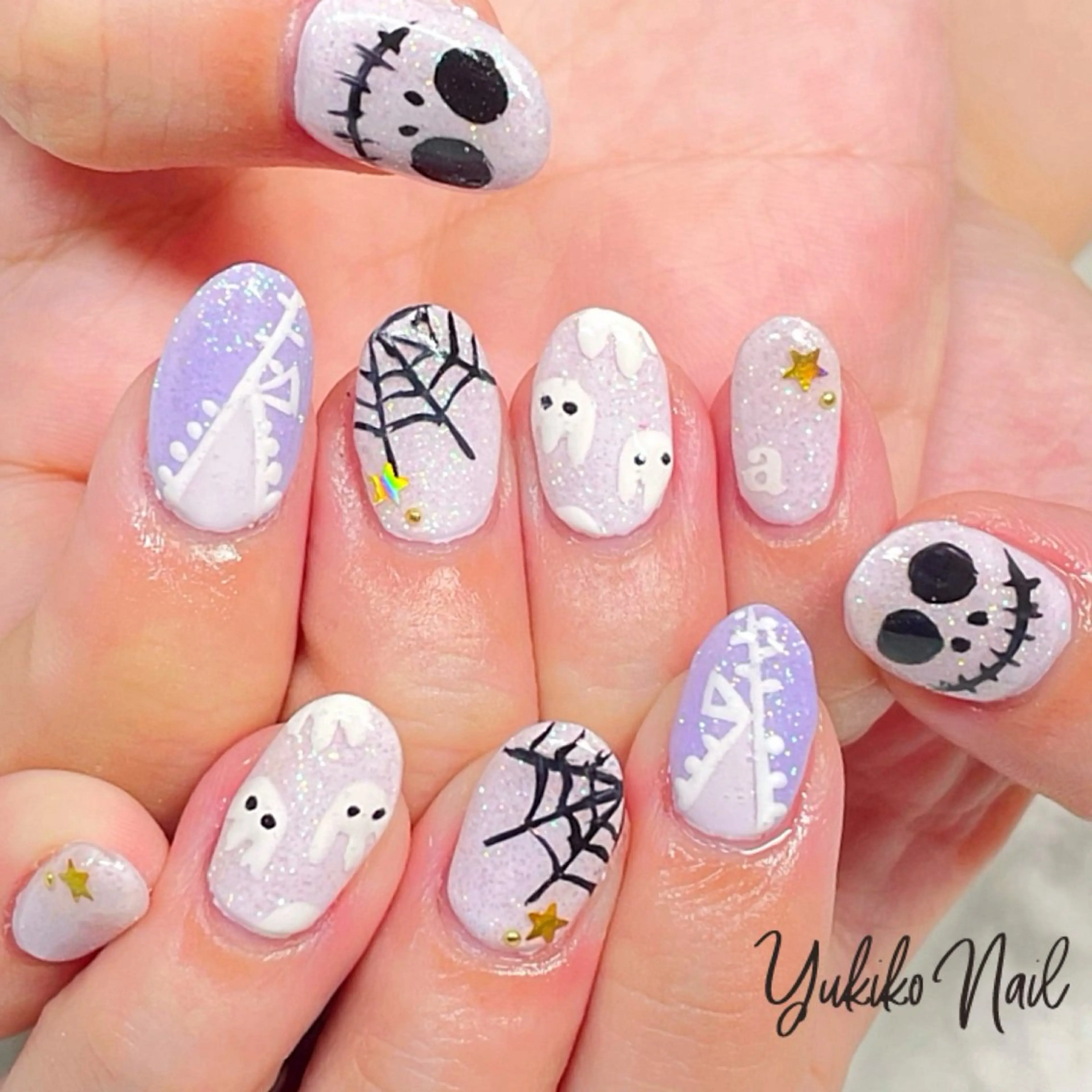 ネイル ハロウィン パステルネイル パープル ユキコ ネイルのネイルデザイン