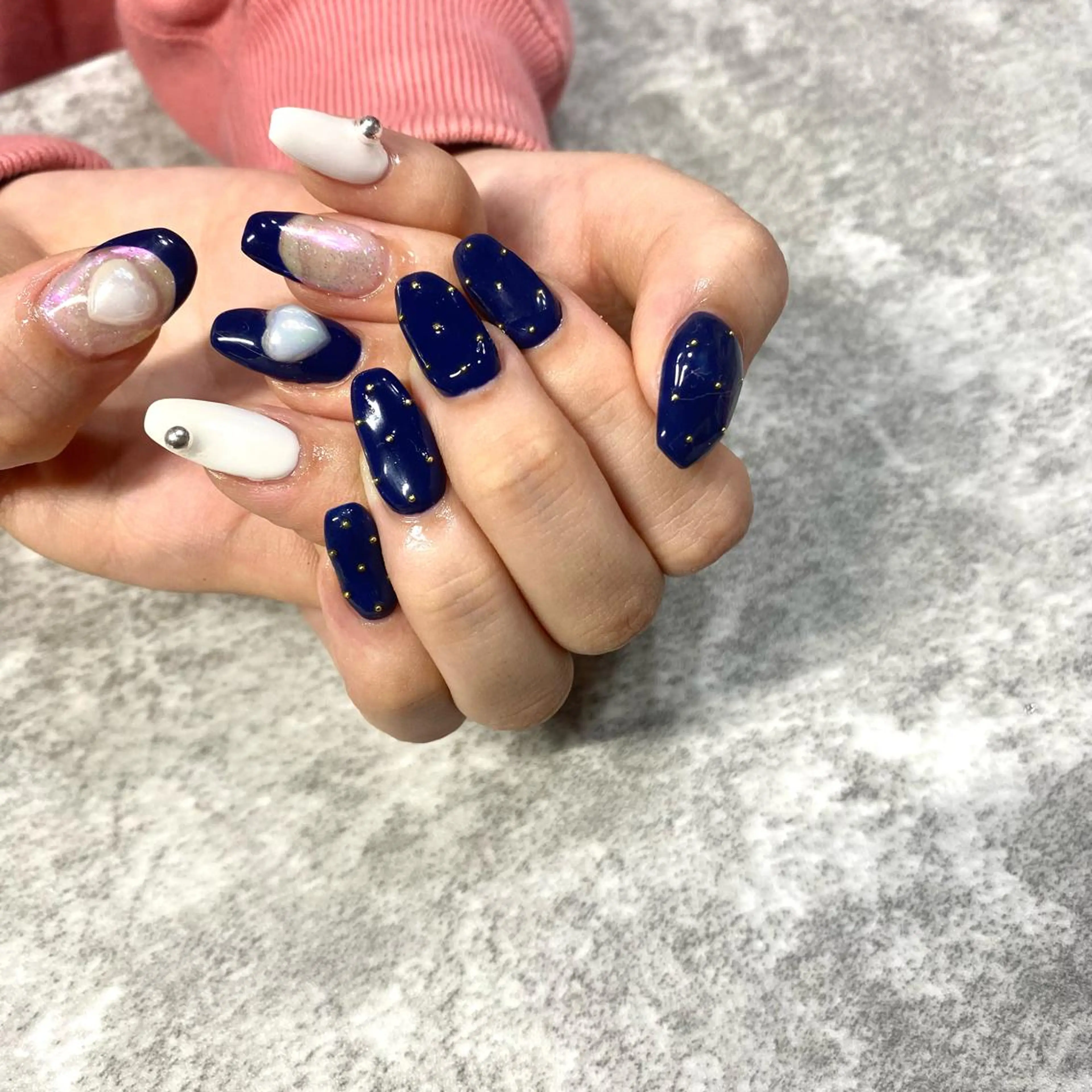 ネイル ドット ネイビー ハンドネイル ★Rinail... .のネイルデザイン