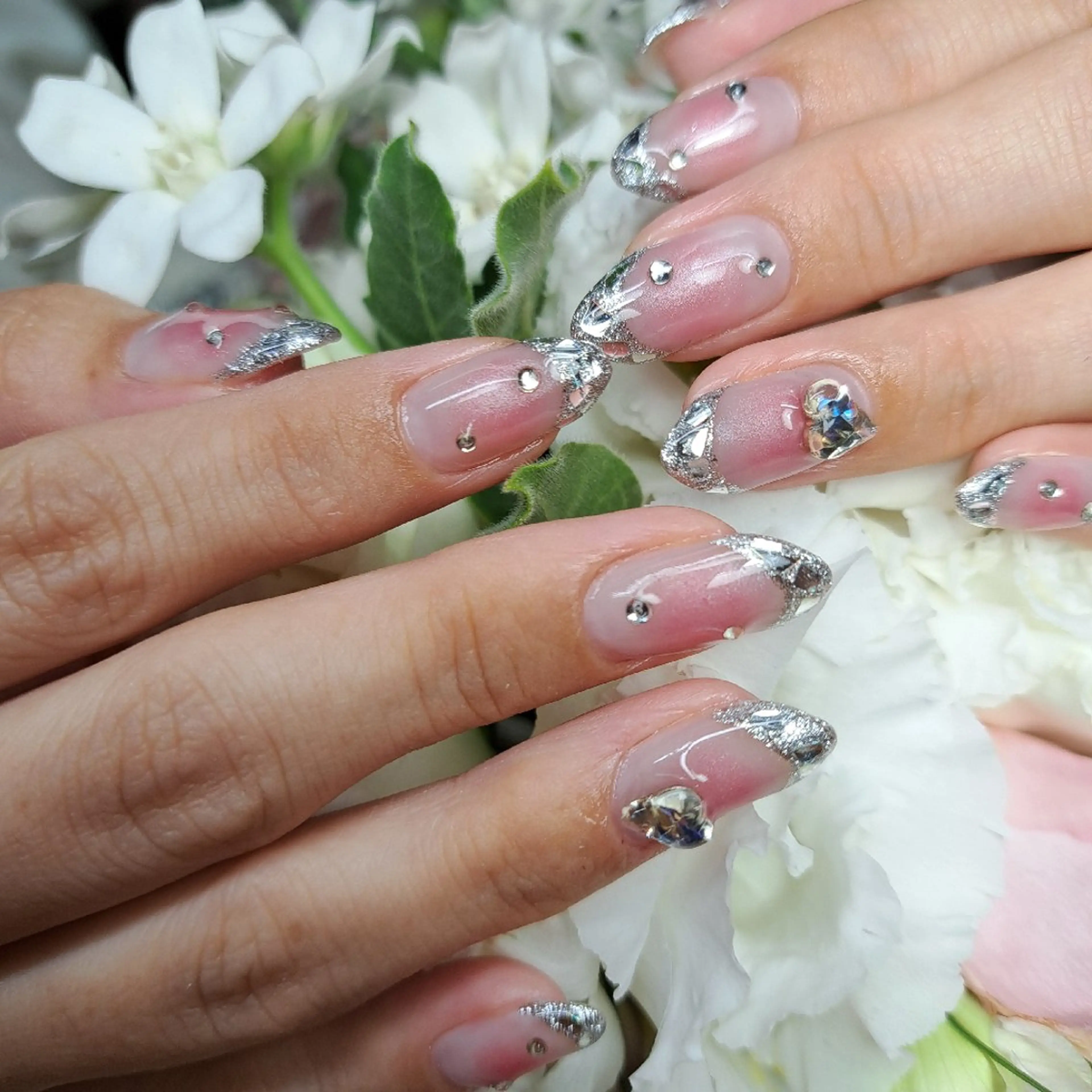 ネイル フレンチネイル ガラスフレンチ ハンドネイル HAYASHI  Nのネイルデザイン