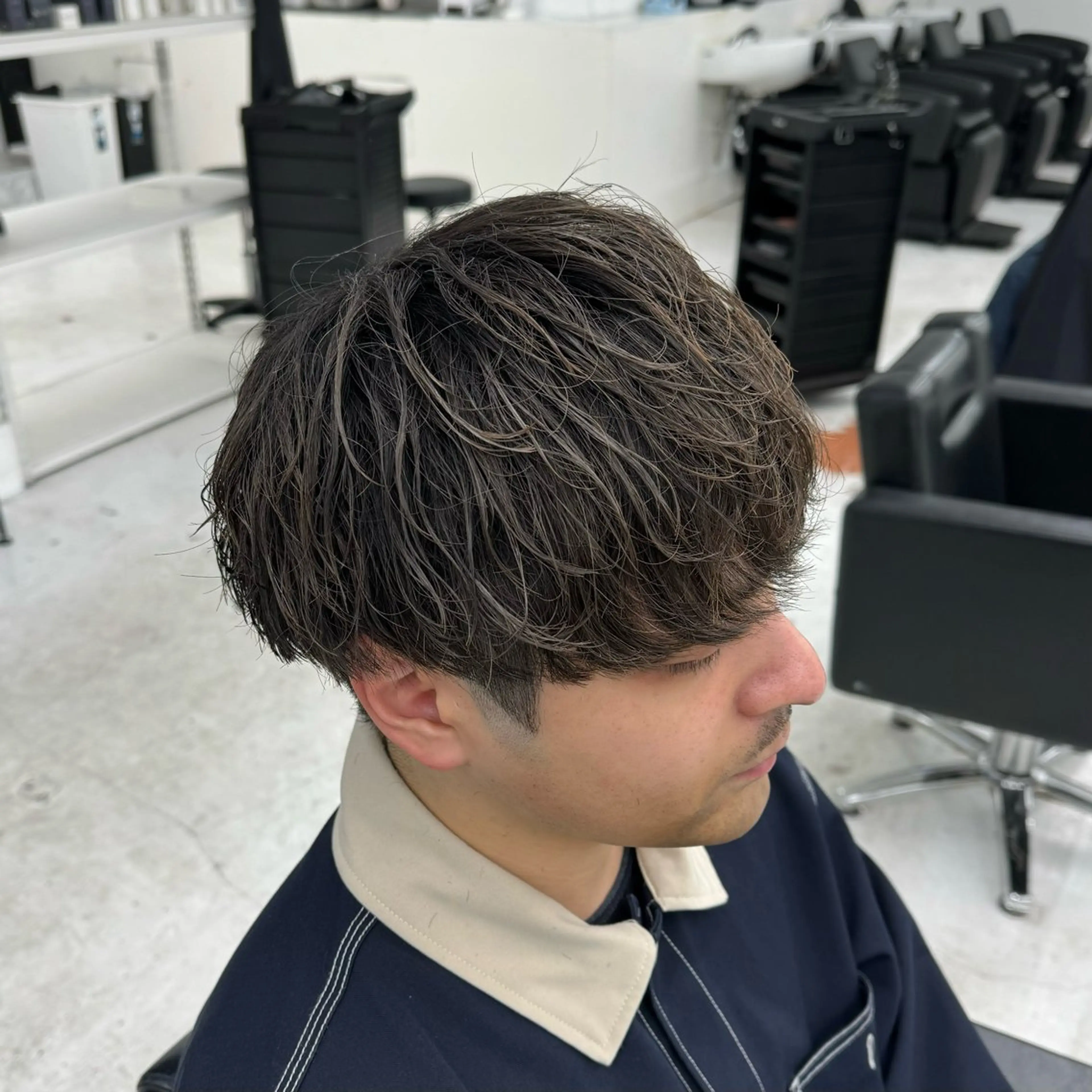 ショート パーマ メンズ マッシュ ヘアカラー 柏メンズカットパーマ NO.1タイチのヘアスタイル