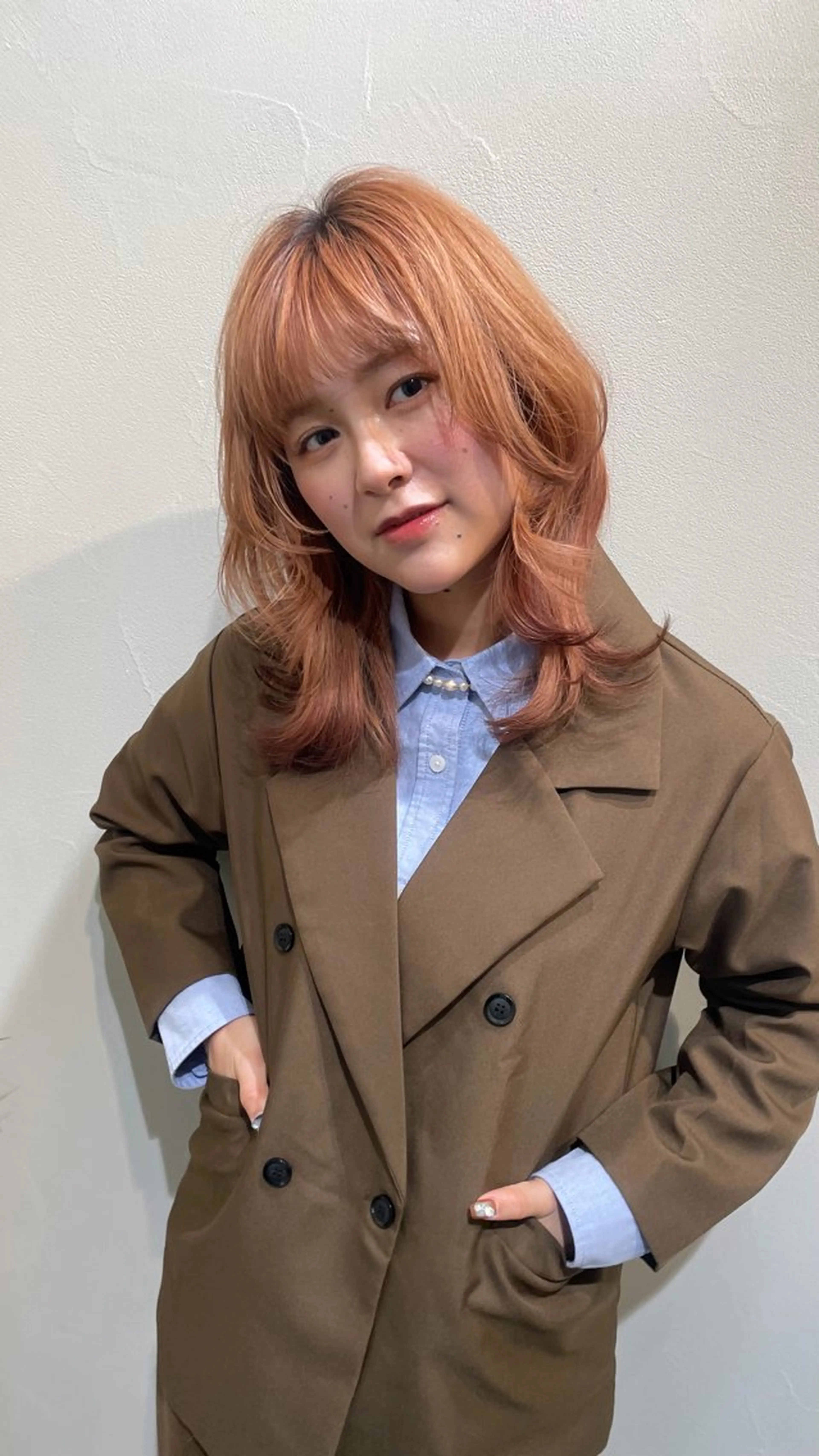 ミディアム 色落ちまで可愛い🩷 透明感🩵安江理緒のヘアスタイル