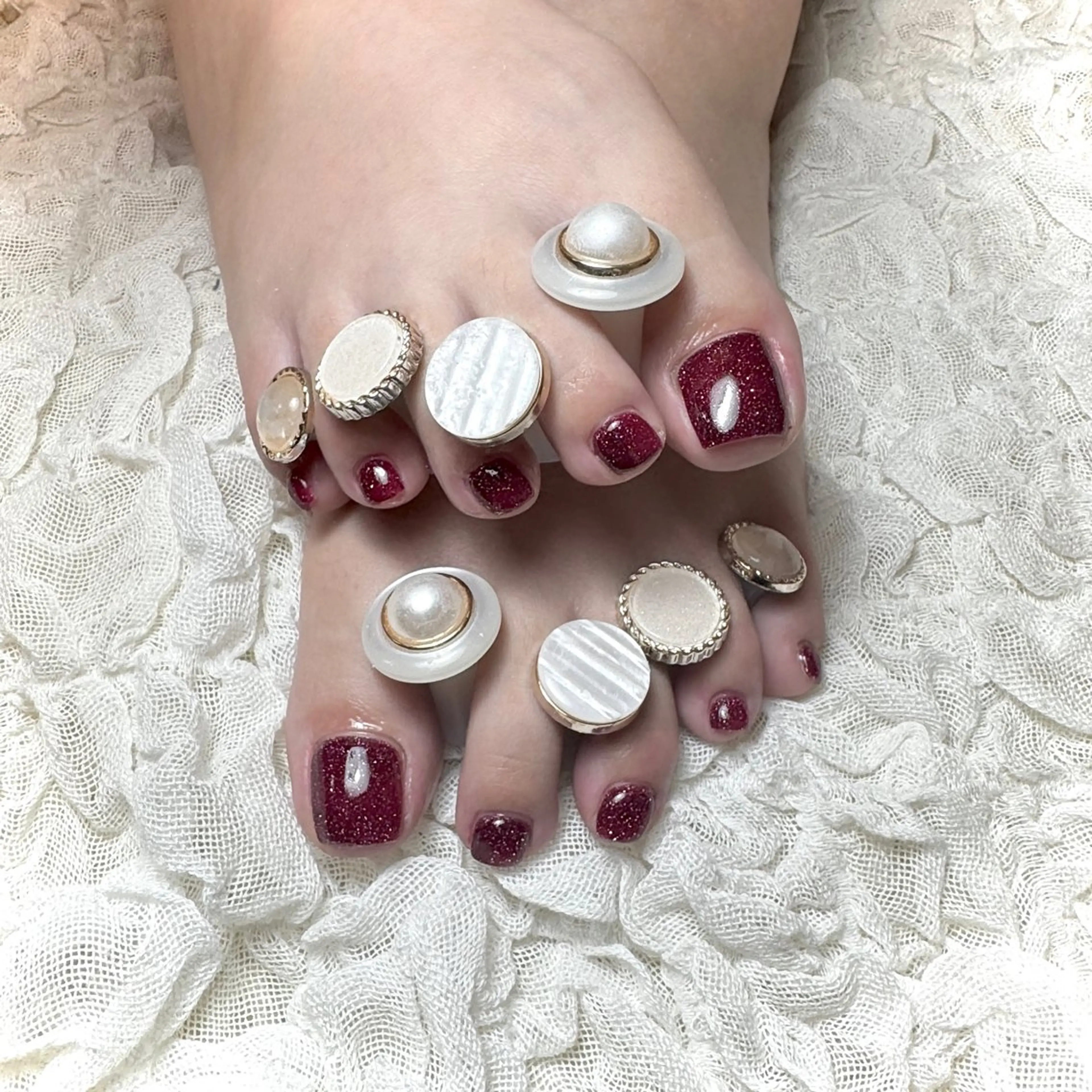 ネイル フラッシュネイル 赤色 フットネイル D.d ririaのネイルデザイン