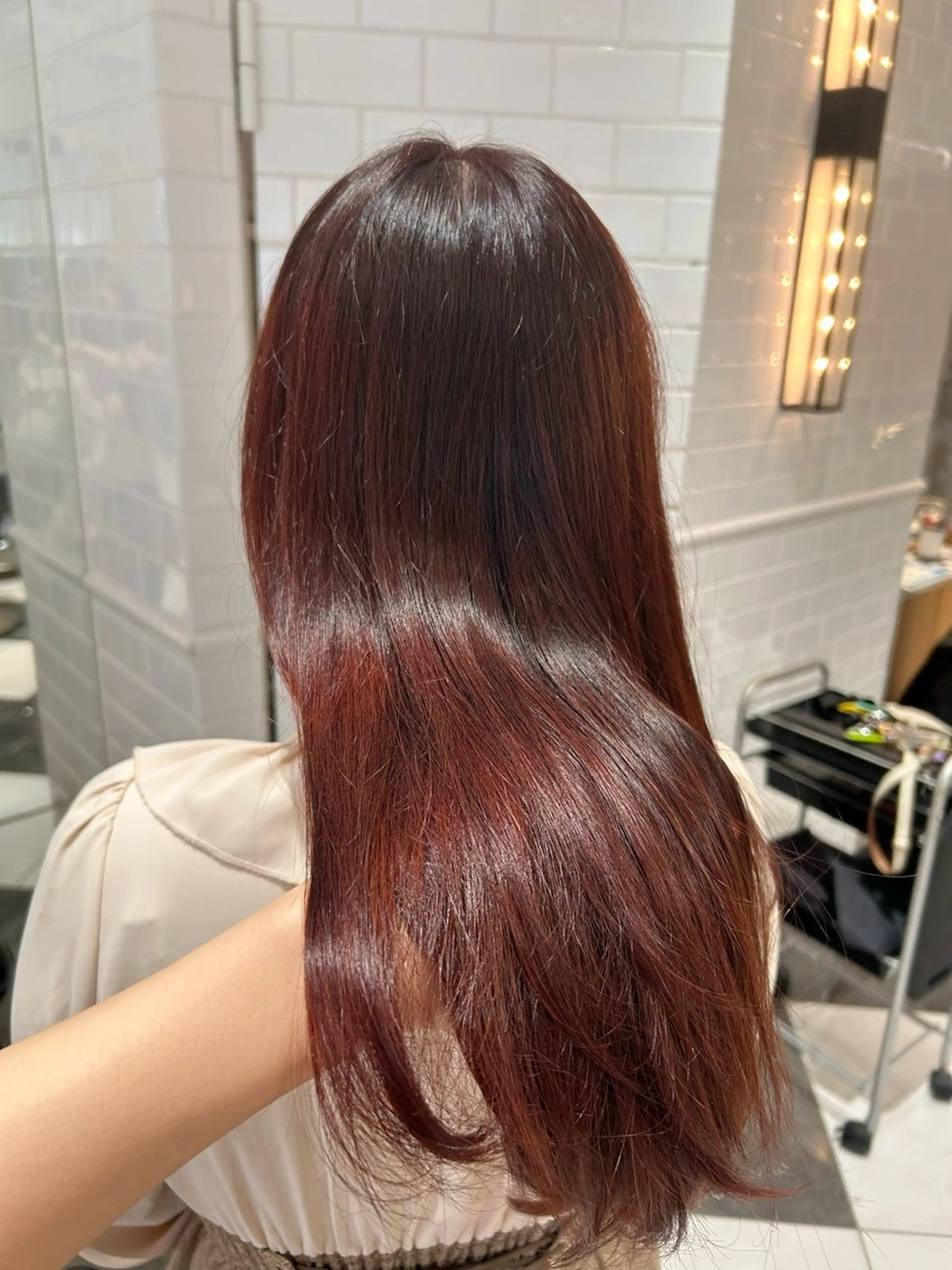 セミロング カラー ブラウンカラー レッドカラー レッドブラウン Manaka ☺︎のヘアスタイル