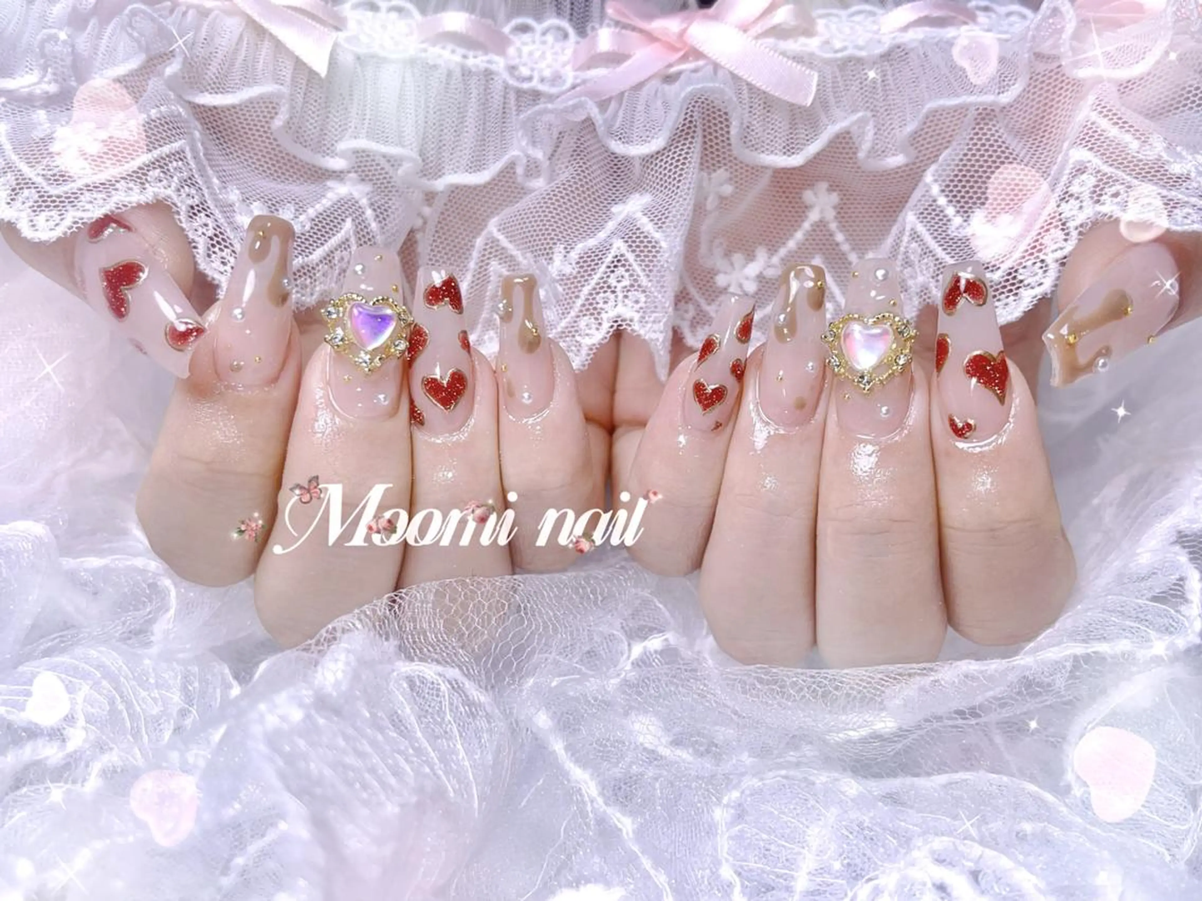 ネイル アートネイル 成人式 長さ出し フットネイル フレンチネイル ハンドネイル moomi nail スカルプ専門のネイルデザイン