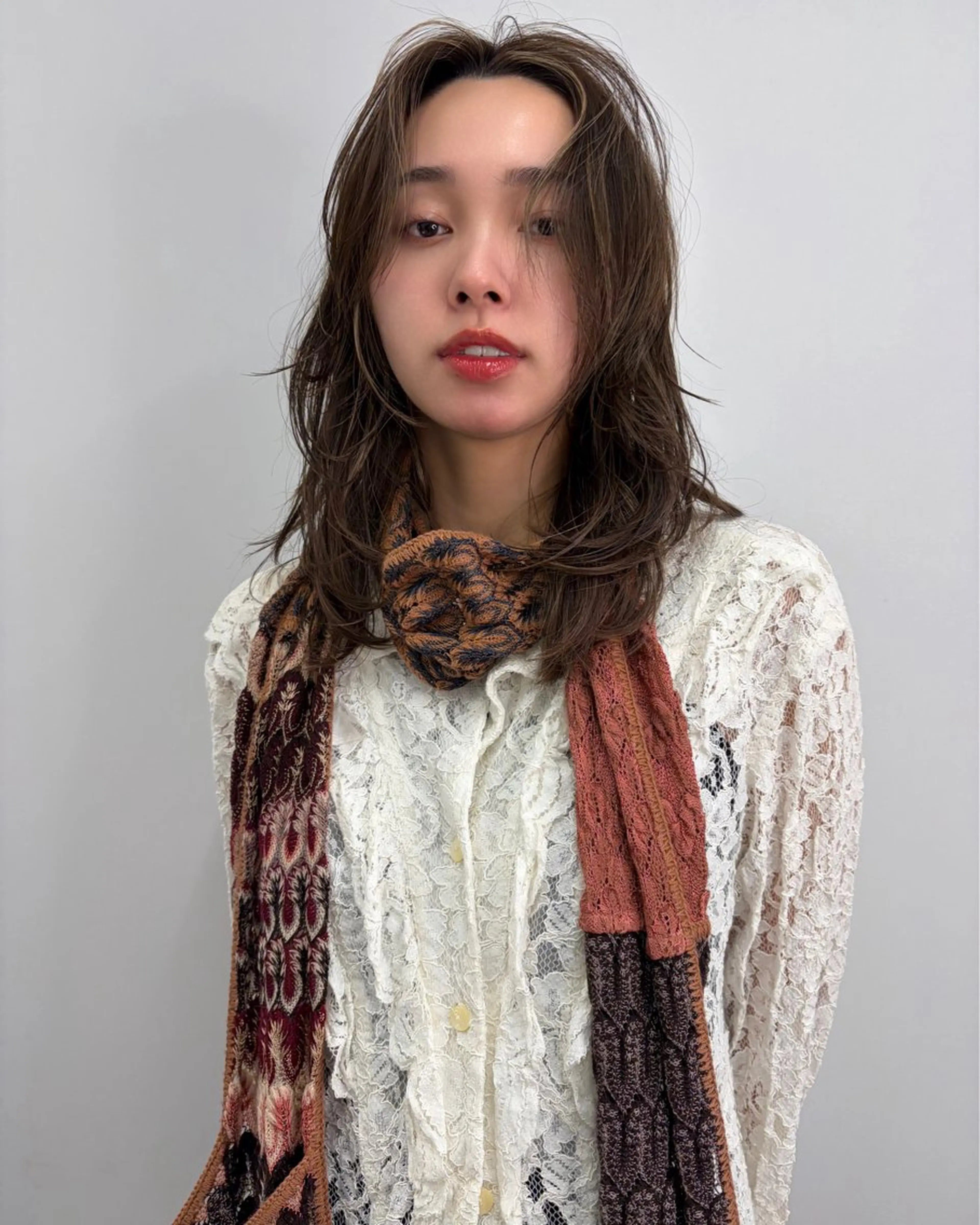 セミロング カラー 似合わせカット カット ヘアカラー 顔周りレイヤー /kokoro🦮のヘアスタイル