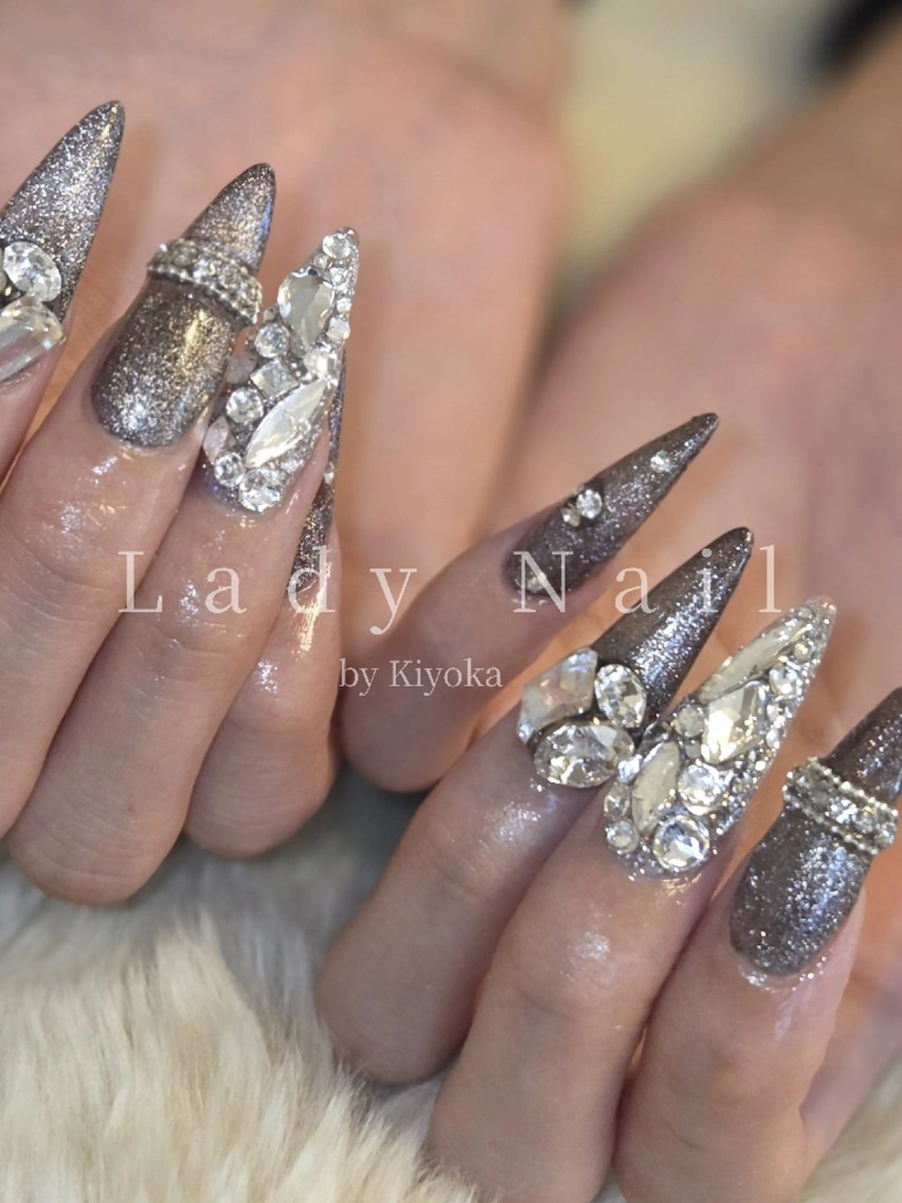 ネイル マグネットネイル スカルプネイル ストーンネイル ハンドネイル Lady Nail Kiyokaのネイルデザイン