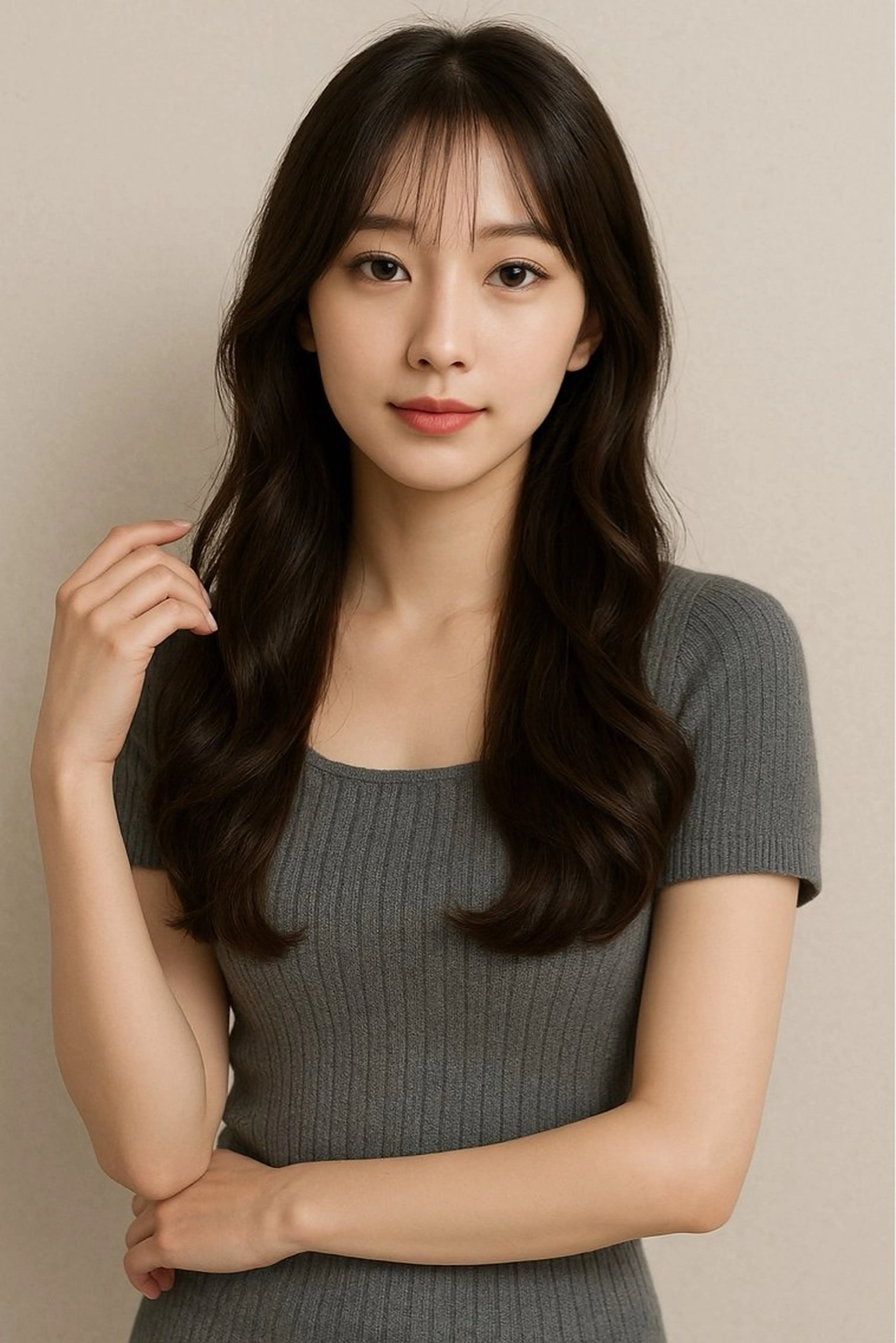 ロング カラー くびれヘア 韓国風ヘア カット ヘアカラー トリートメント 髪質改善/レイヤー ストウシンゴのヘアスタイル