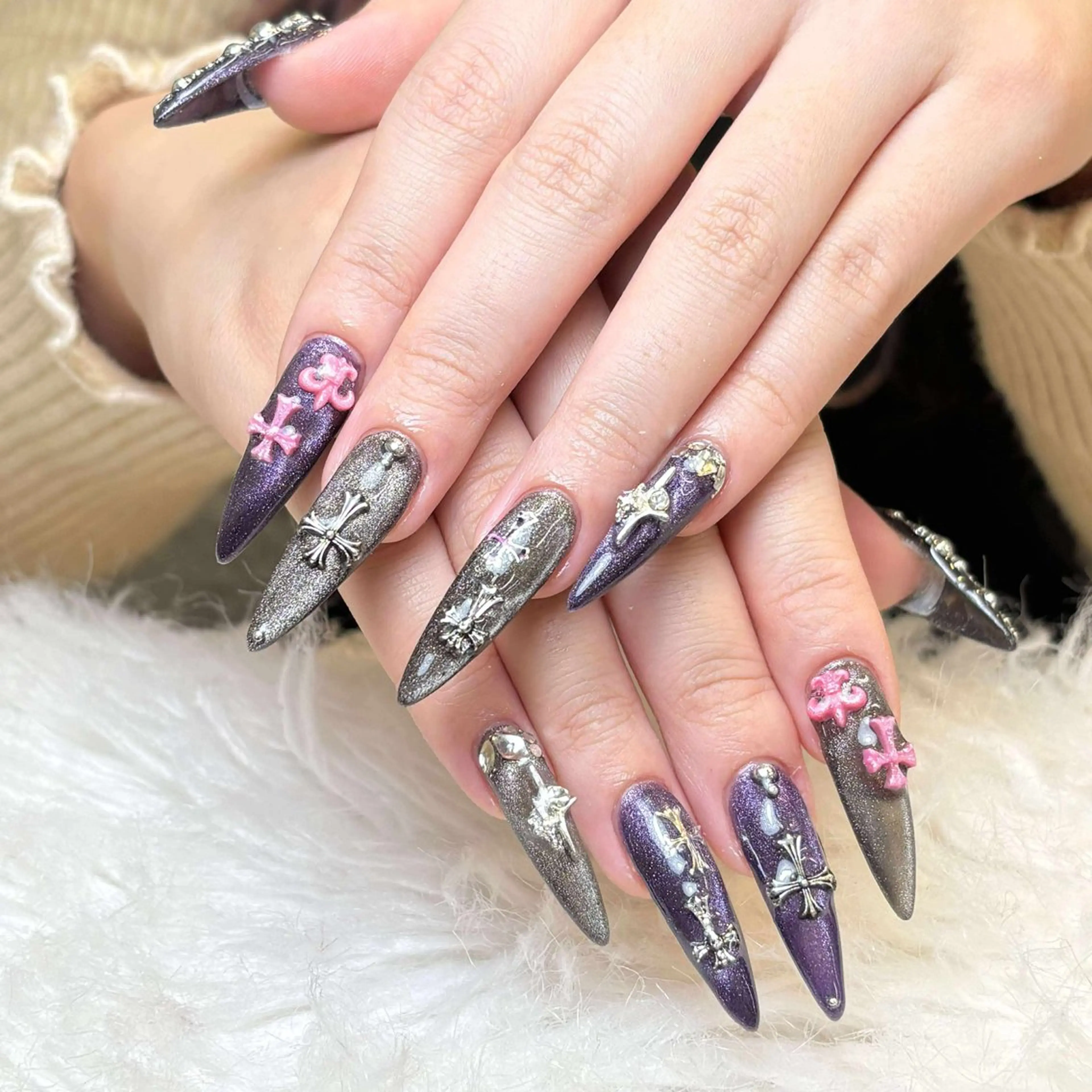 ネイル フレンチネイル ジェルネイル ガーリー 韓国ネイル ロングネイル ハンドネイル NieNail Nezukoのネイルデザイン