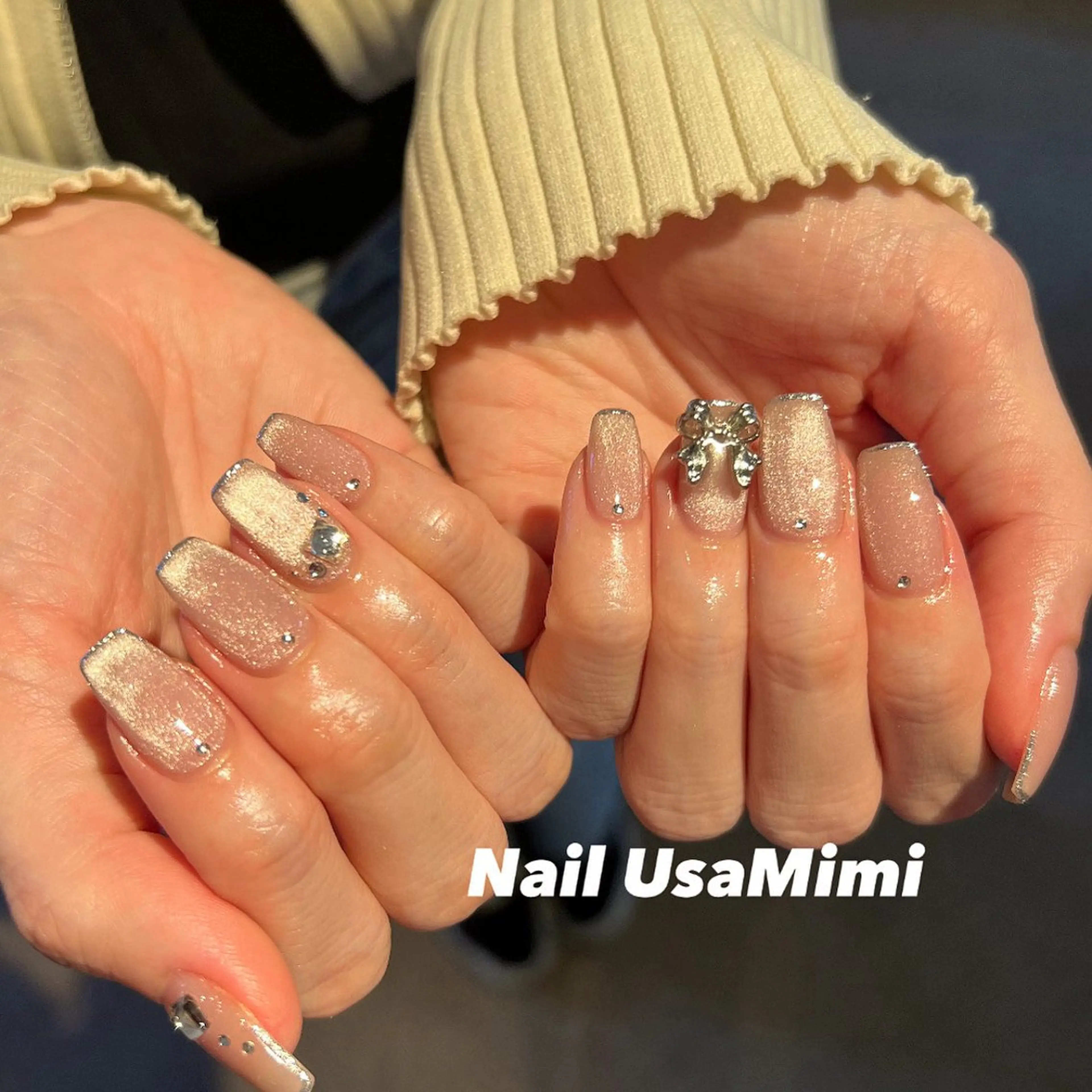 ネイル ジェルネイル 韓国ネイル マグネットネイル 持ち込み ワンカラーネイル 本町NailUsa Mimi RIKOのネイルデザイン