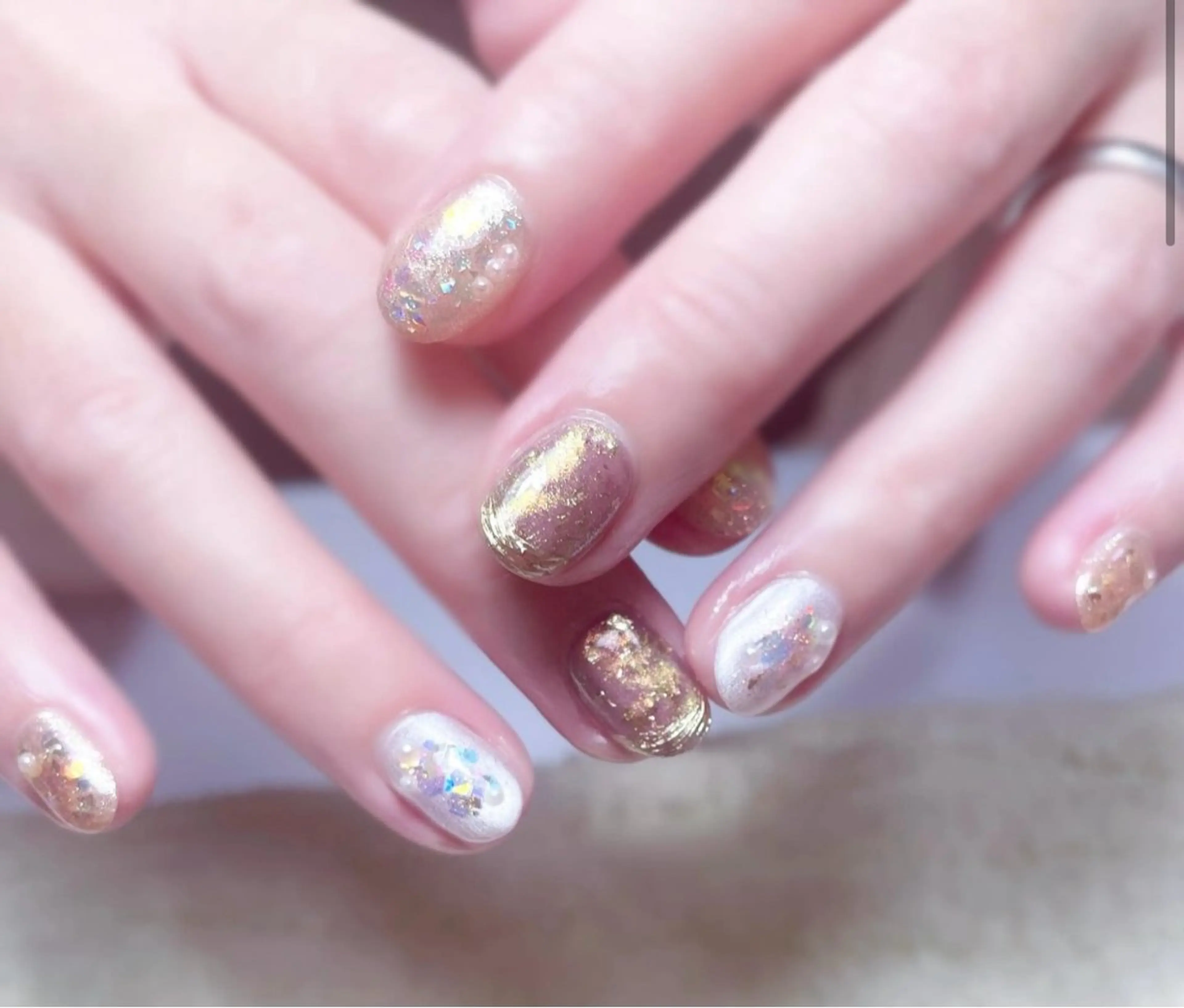 ネイル ミラーネイル ニュアンスネイル オフィスネイル パープル Chicchi 加茂宮駅徒歩3分のネイルデザイン