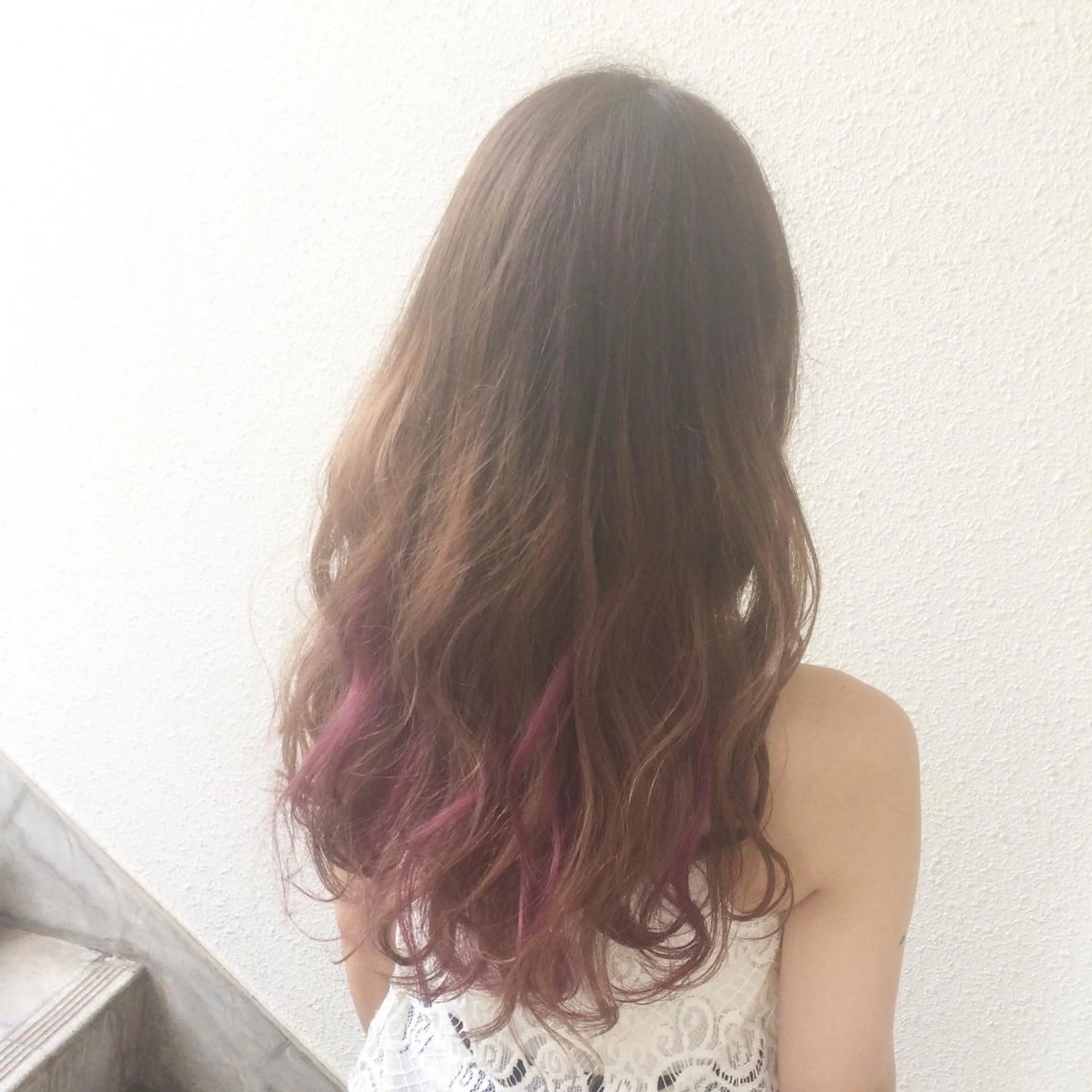 ロング カラー グラデーションカラー インナーカラー パープルカラー インナーカラー/天神 ブリーチ/吉田のヘアスタイル