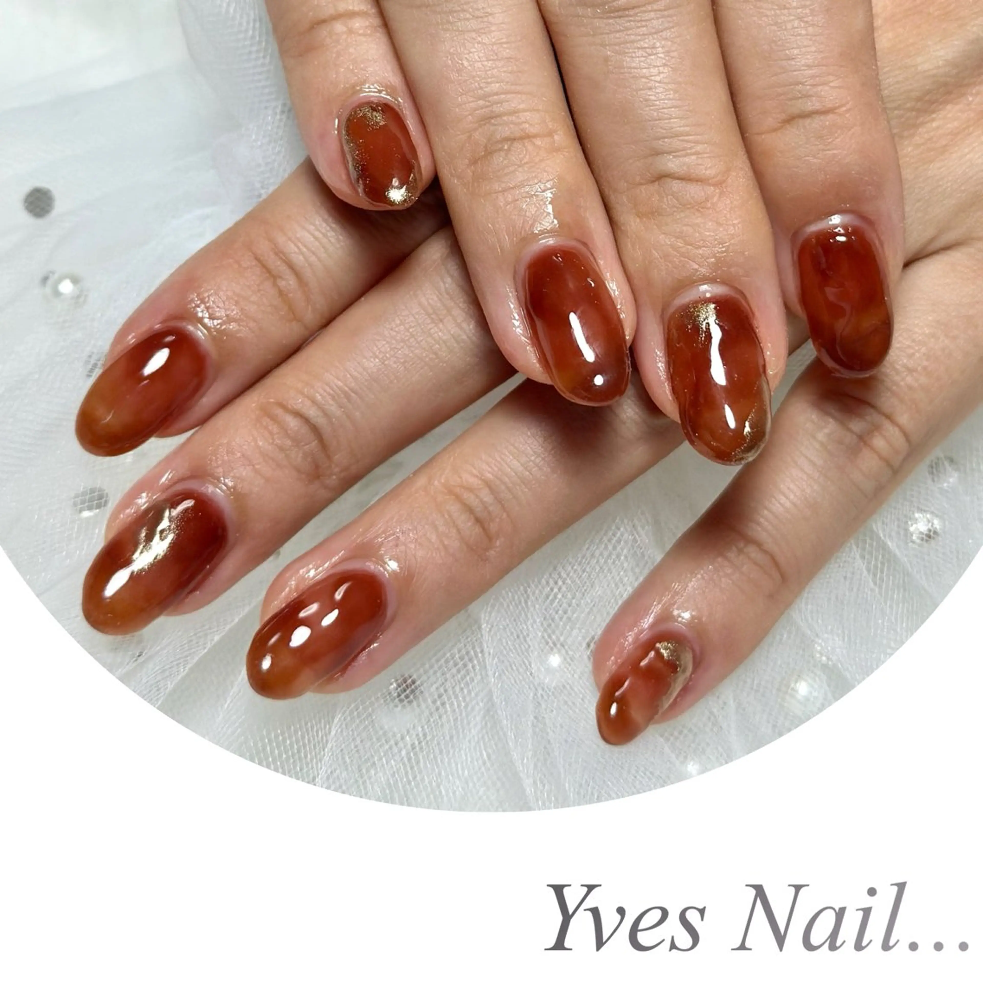 ネイル ブラウン ニュアンスネイル ハンドネイル kanno yのネイルデザイン