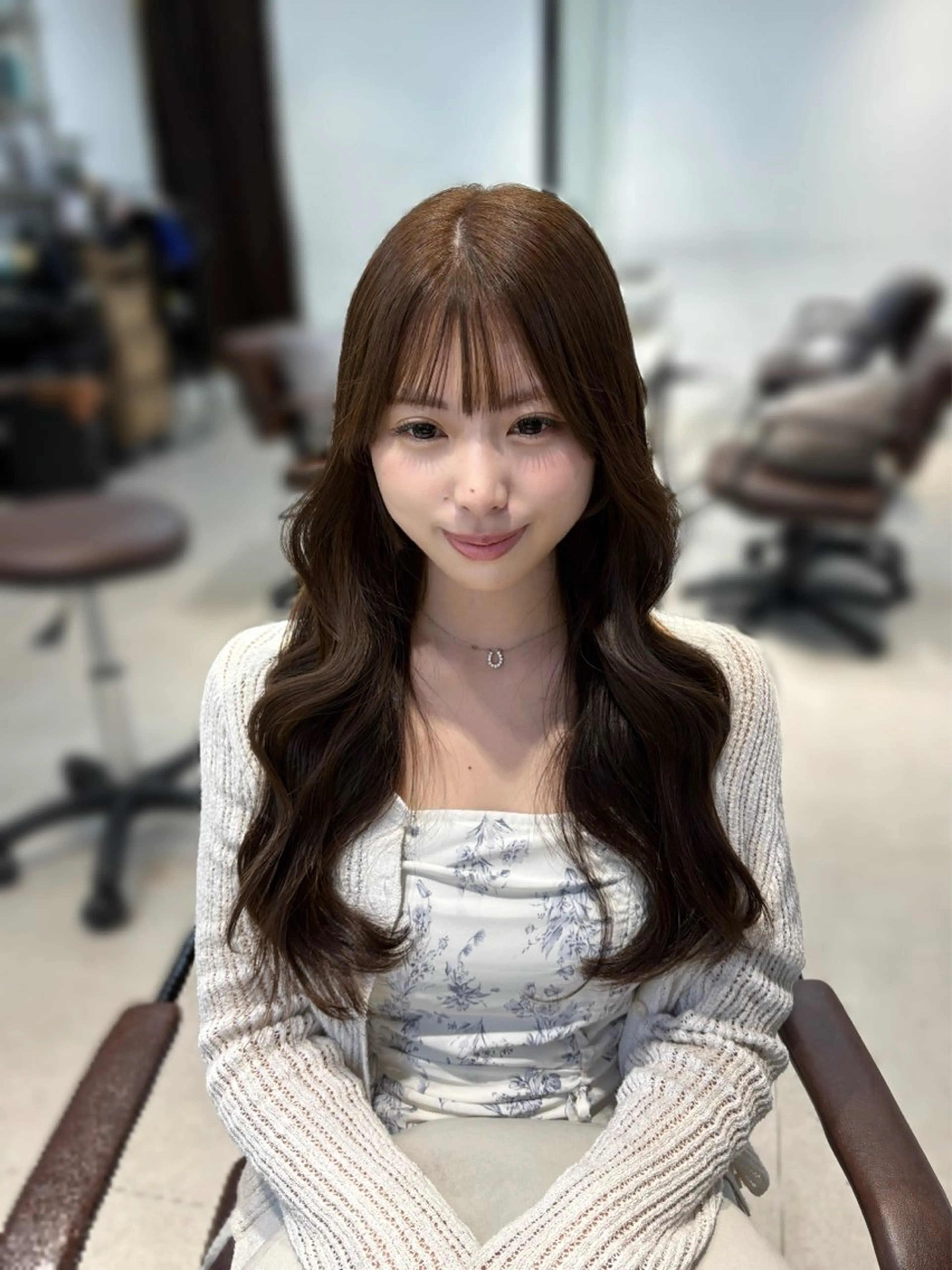 ロング カラー カット ヘアカラー ninaアイドル前髪 ×透明感🎀のヘアスタイル