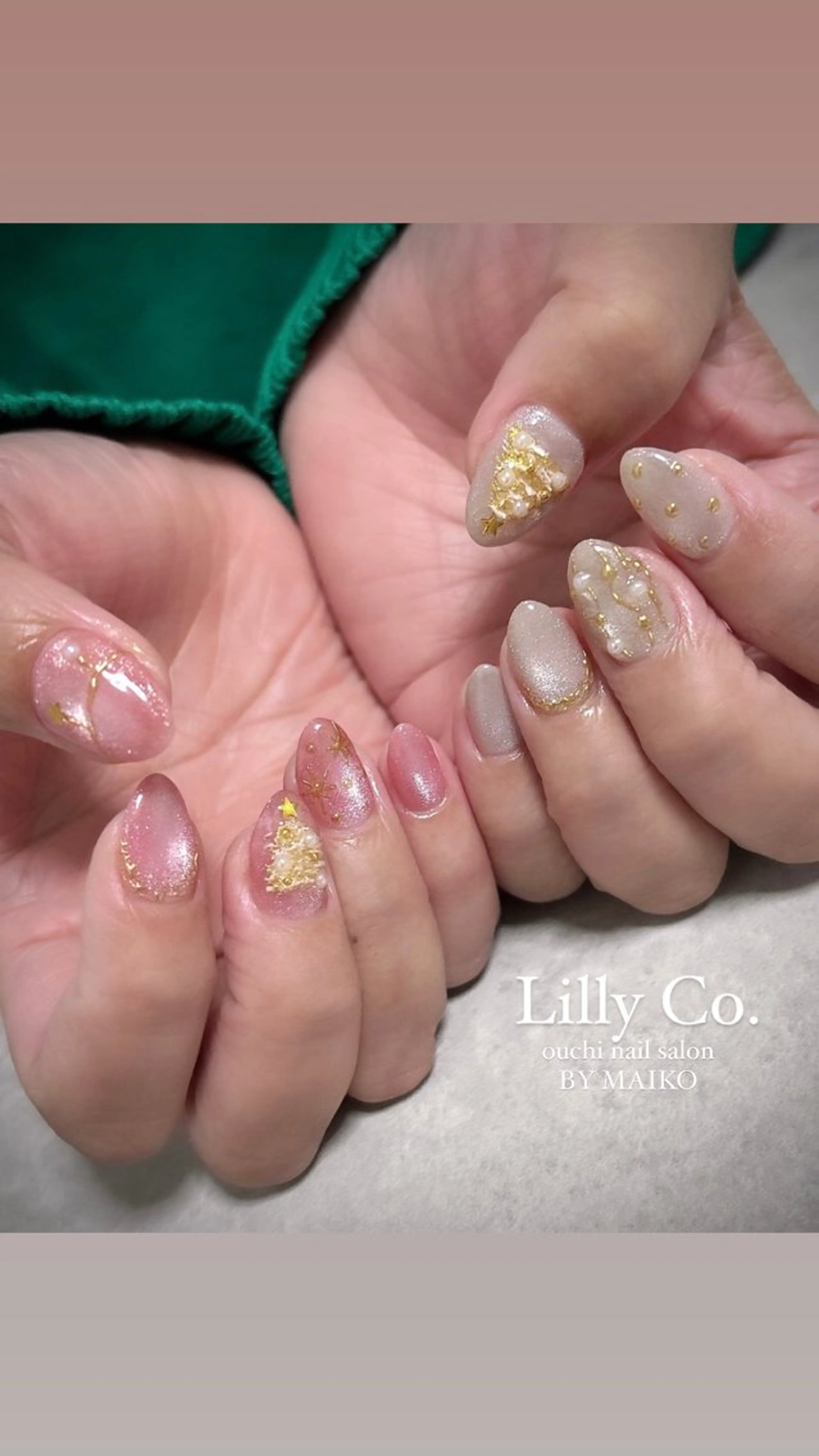 ネイル 冬ネイル クリスマス ハンドネイル ハンドケア Lilly Co.のネイルデザイン