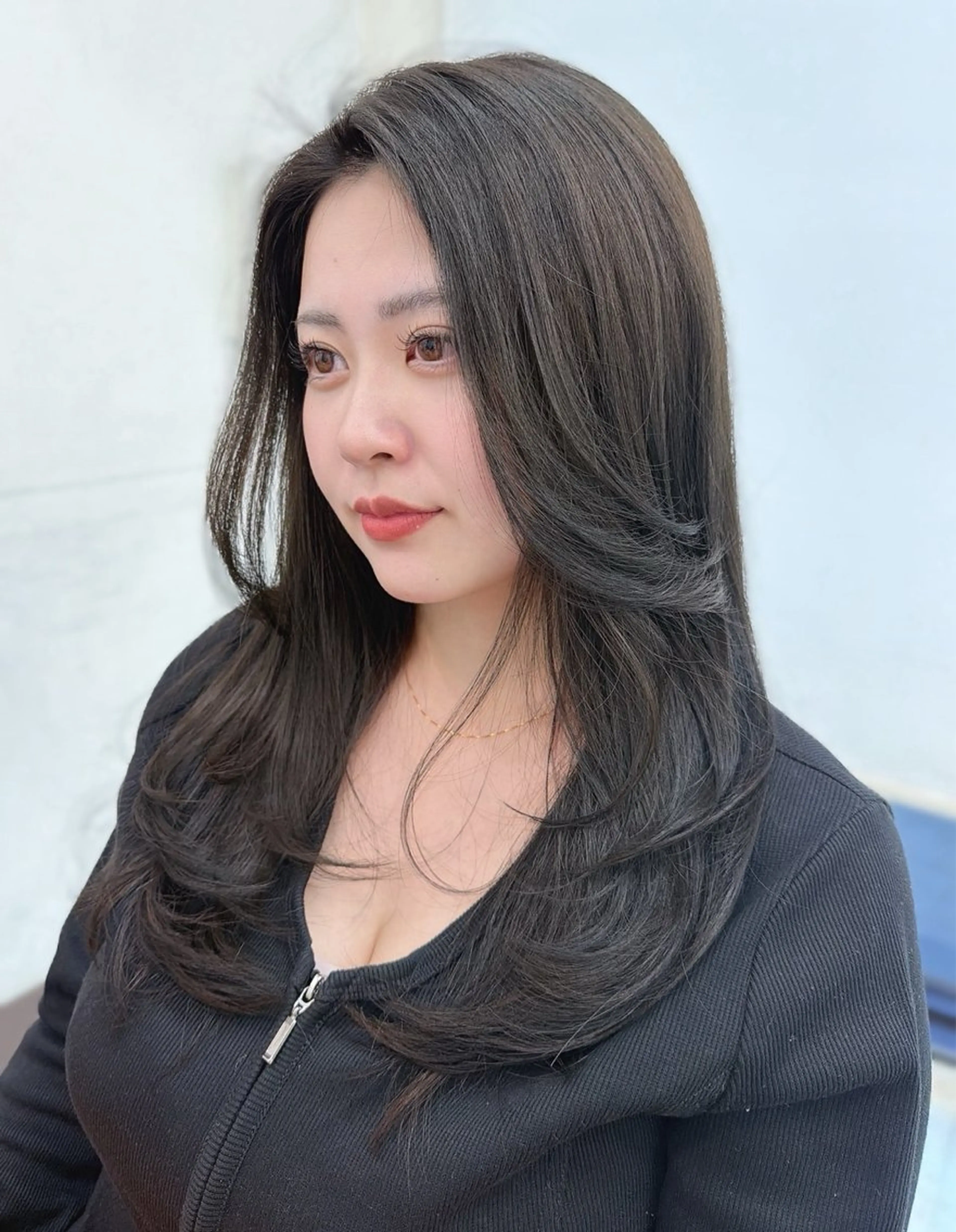 ロング カラー ハッシュカット かきあげバング 韓国風ヘア レイヤーカット カット 野田阪神/レイヤー/ ハイライト/yuuのヘアスタイル