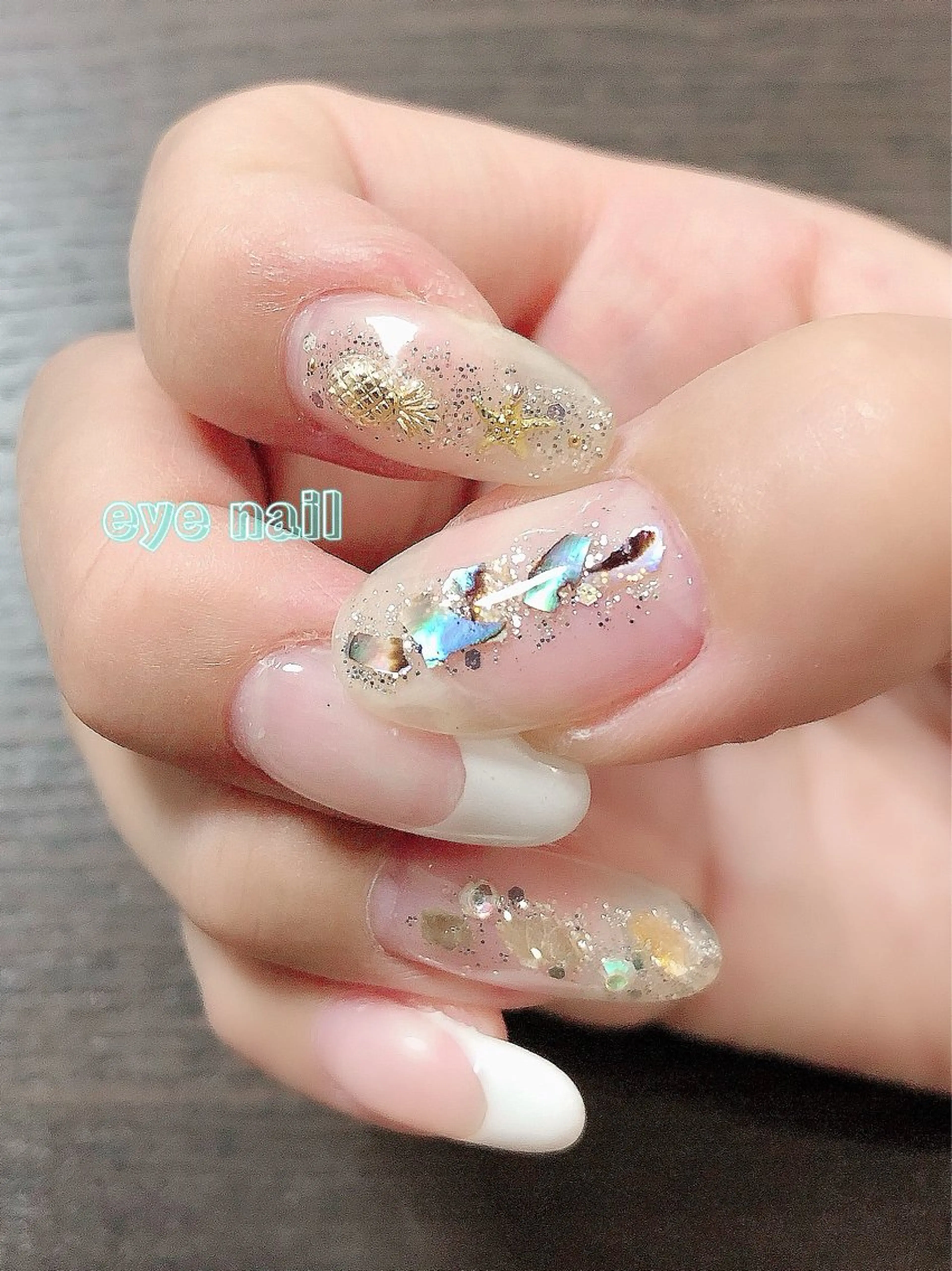ネイル アートネイル クリアネイル フレンチネイル ラメ(グリッター) ハンドネイル Eye nailのネイルデザイン