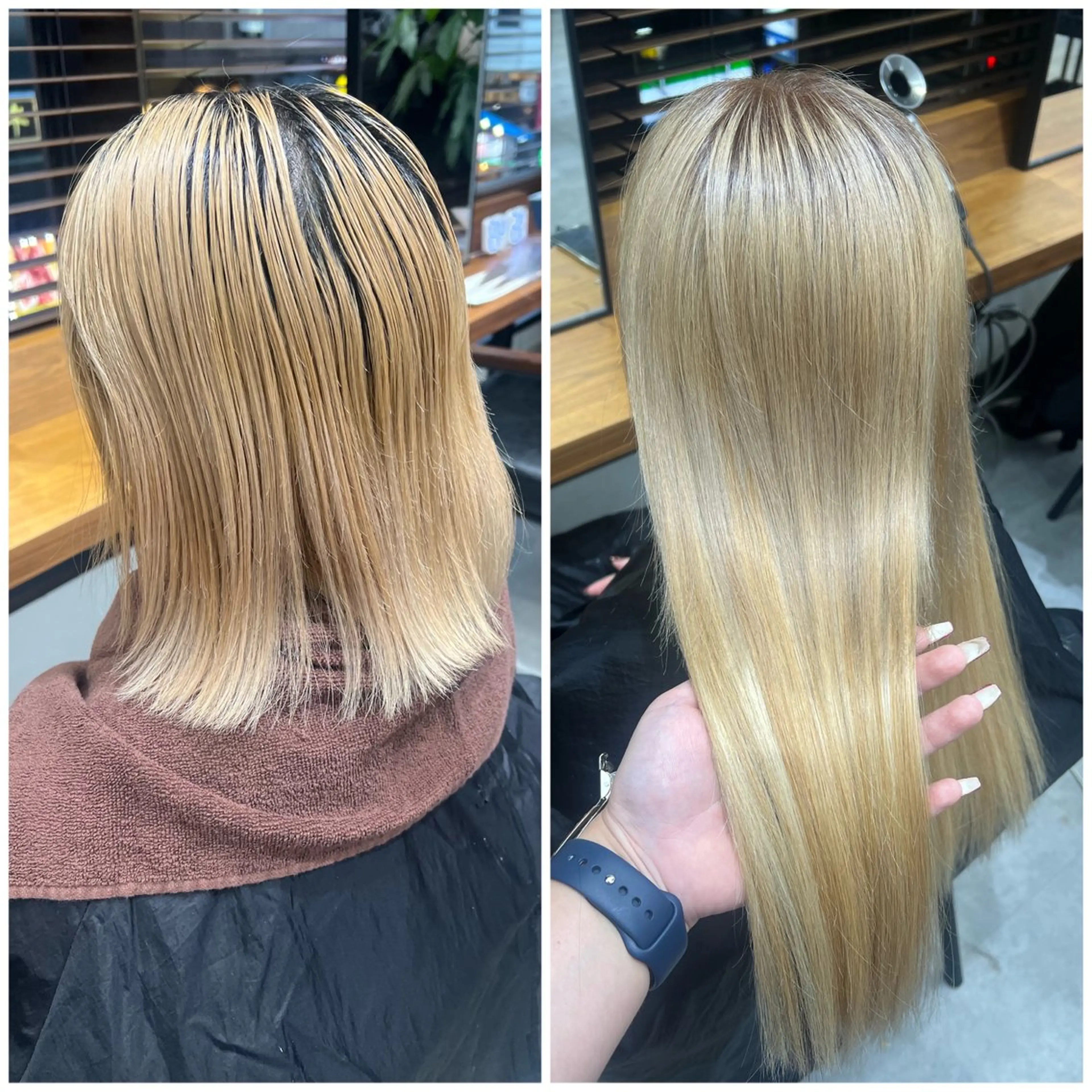 セミロング カラー シールエクステ ハイトーンカラー エクステ ショート/ウルフ カットモデル募集のヘアスタイル