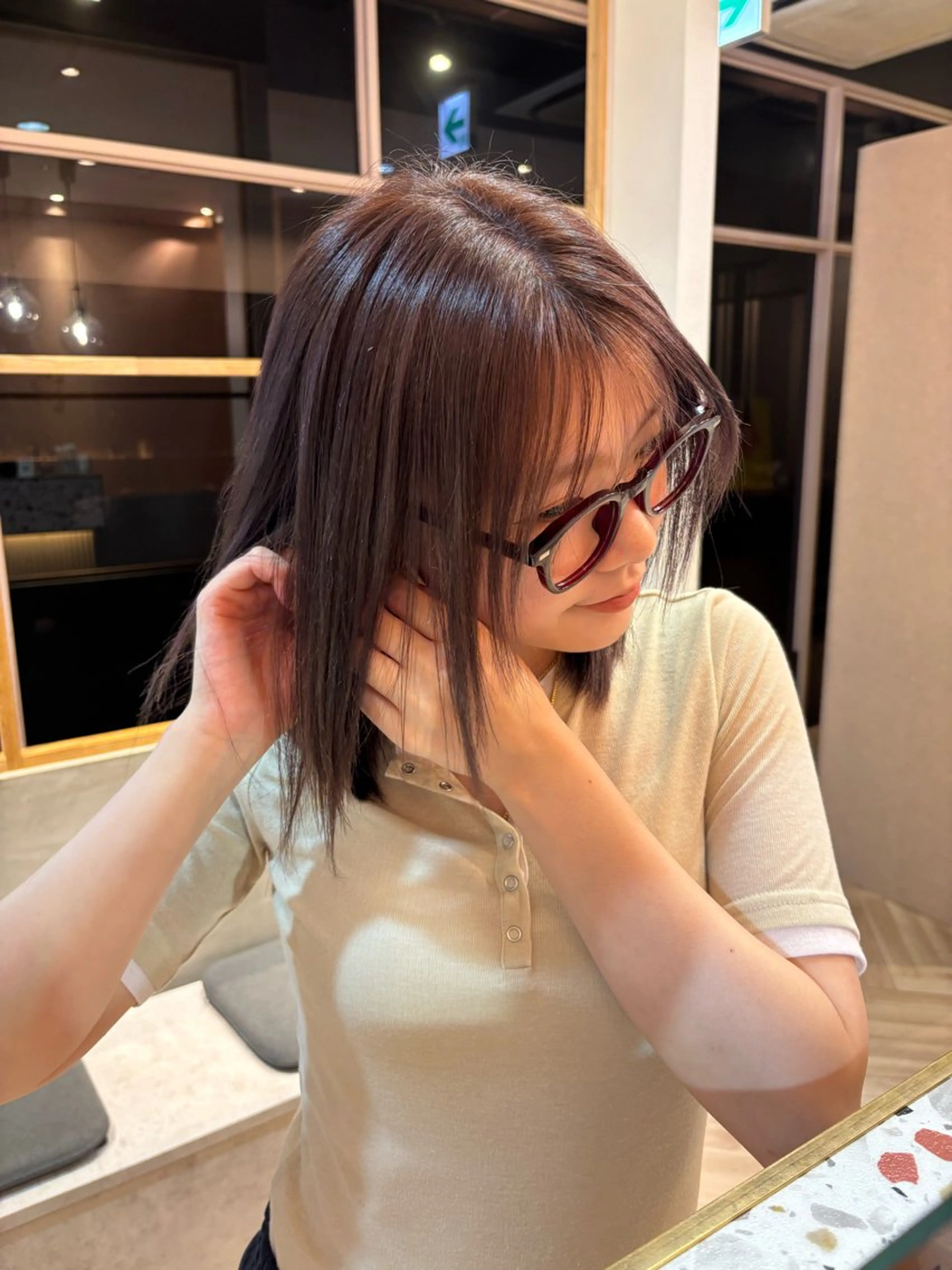 ミディアム カラー カット ヘアカラー トリートメント Wカラー/レイヤー /ボブ/otohaのヘアスタイル
