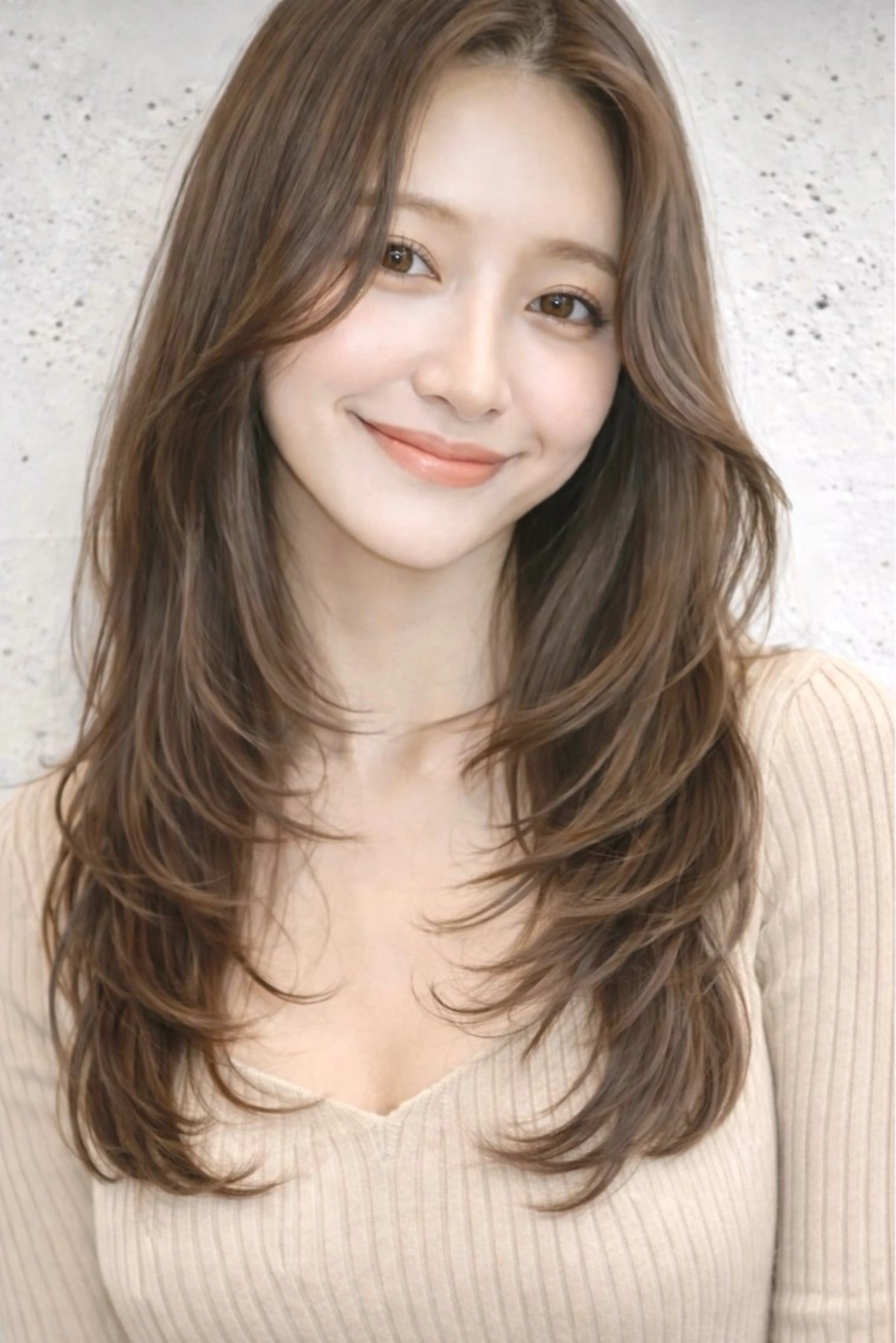 セミロング レイヤーカット 縮毛矯正 トリートメント LAS 代表 ナガカワ コウヘイのヘアスタイル