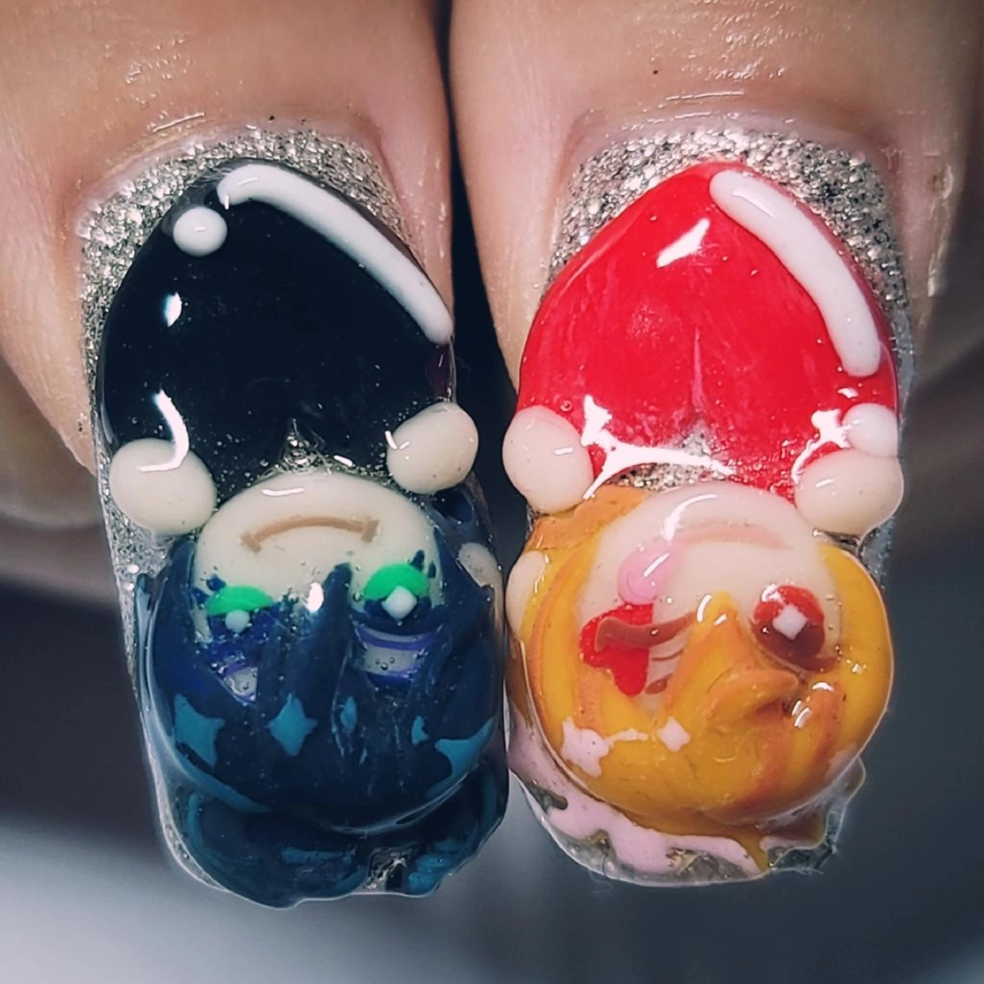 ネイル アートネイル ハート ラメ(グリッター) ワンカラーネイル シルバー ハンドネイル よしだ ひろきのネイルデザイン