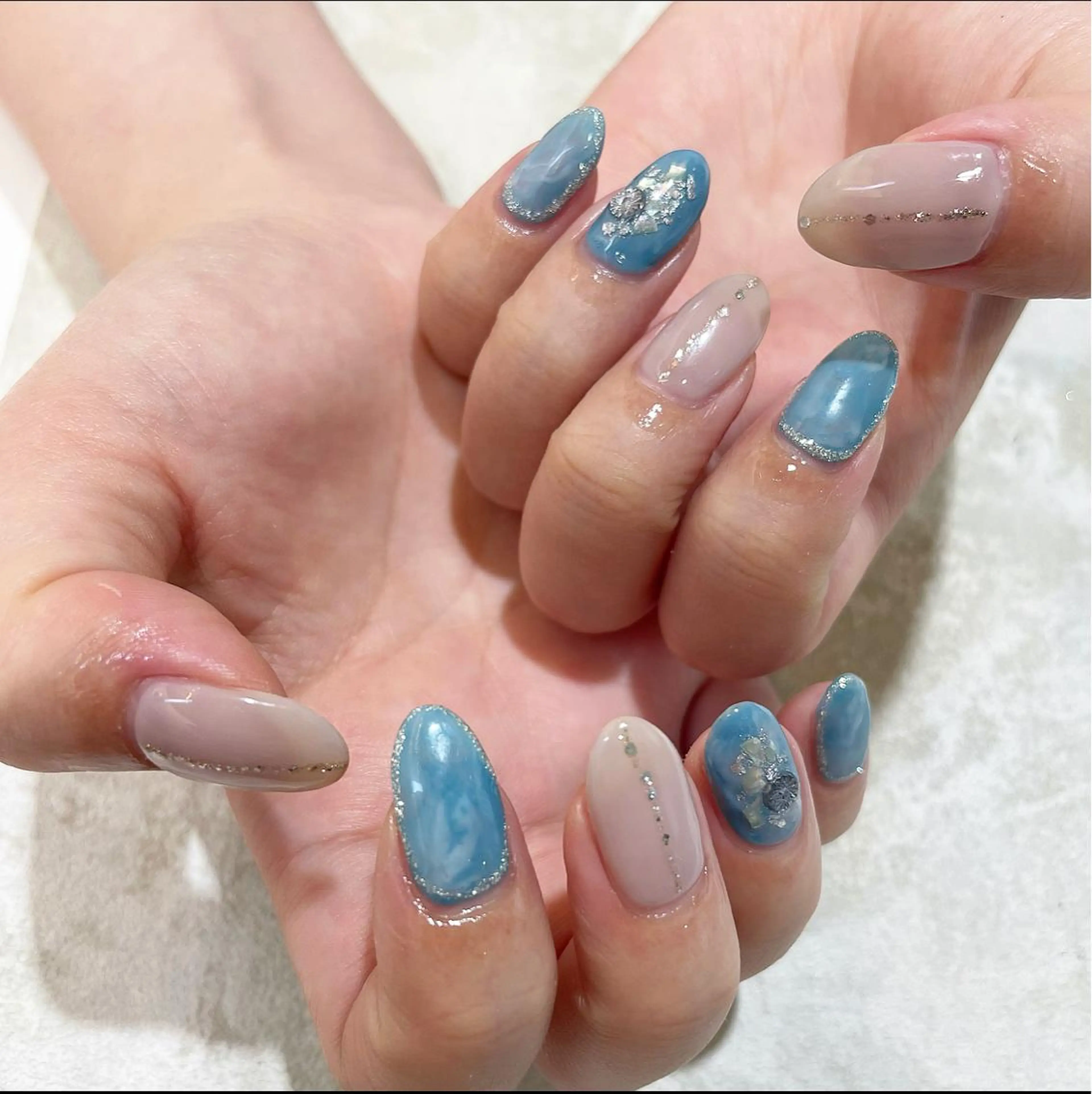 ネイル ブルー rina eye&nailのマツエク・マツパデザイン