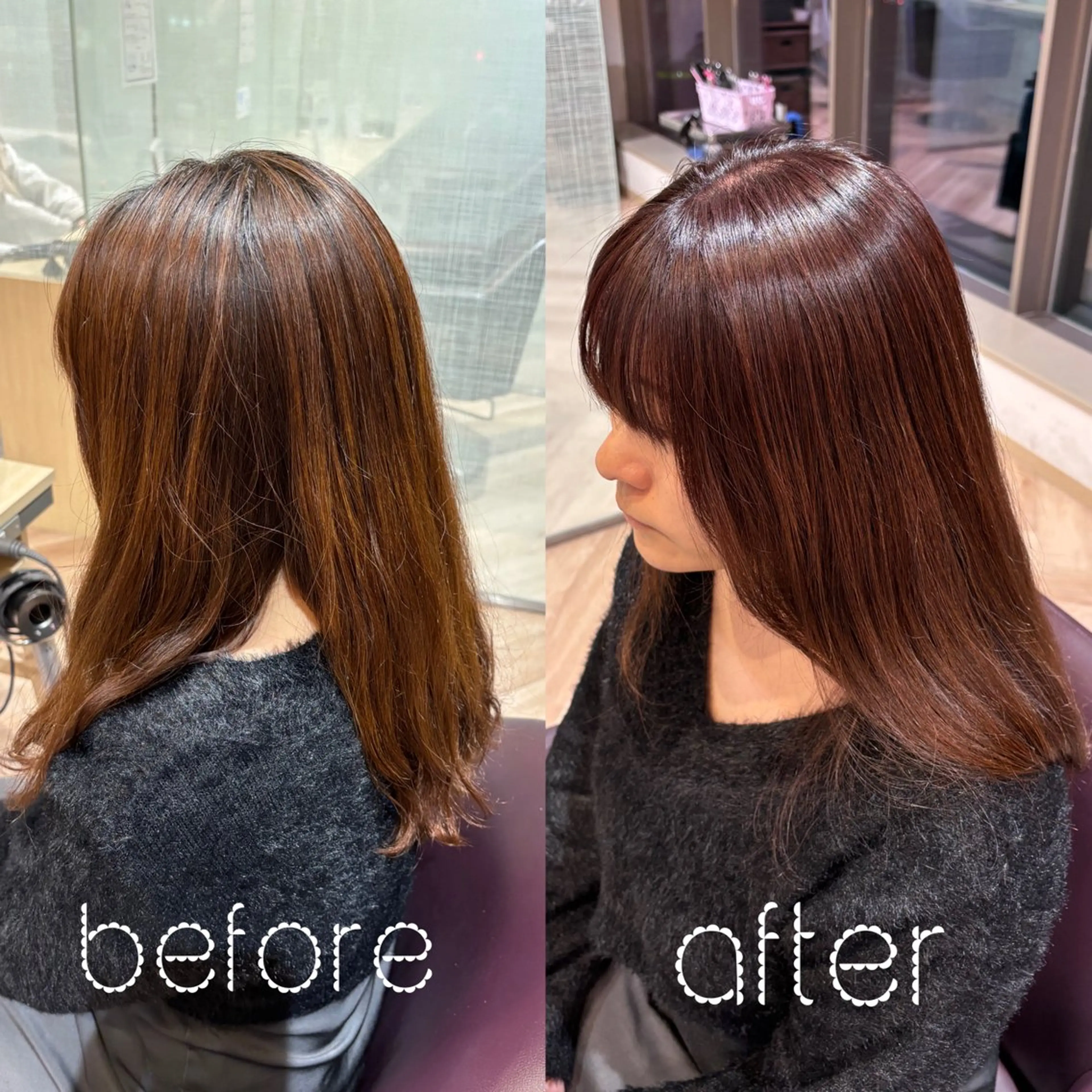 セミロング 艶カラー💞 amiのヘアスタイル