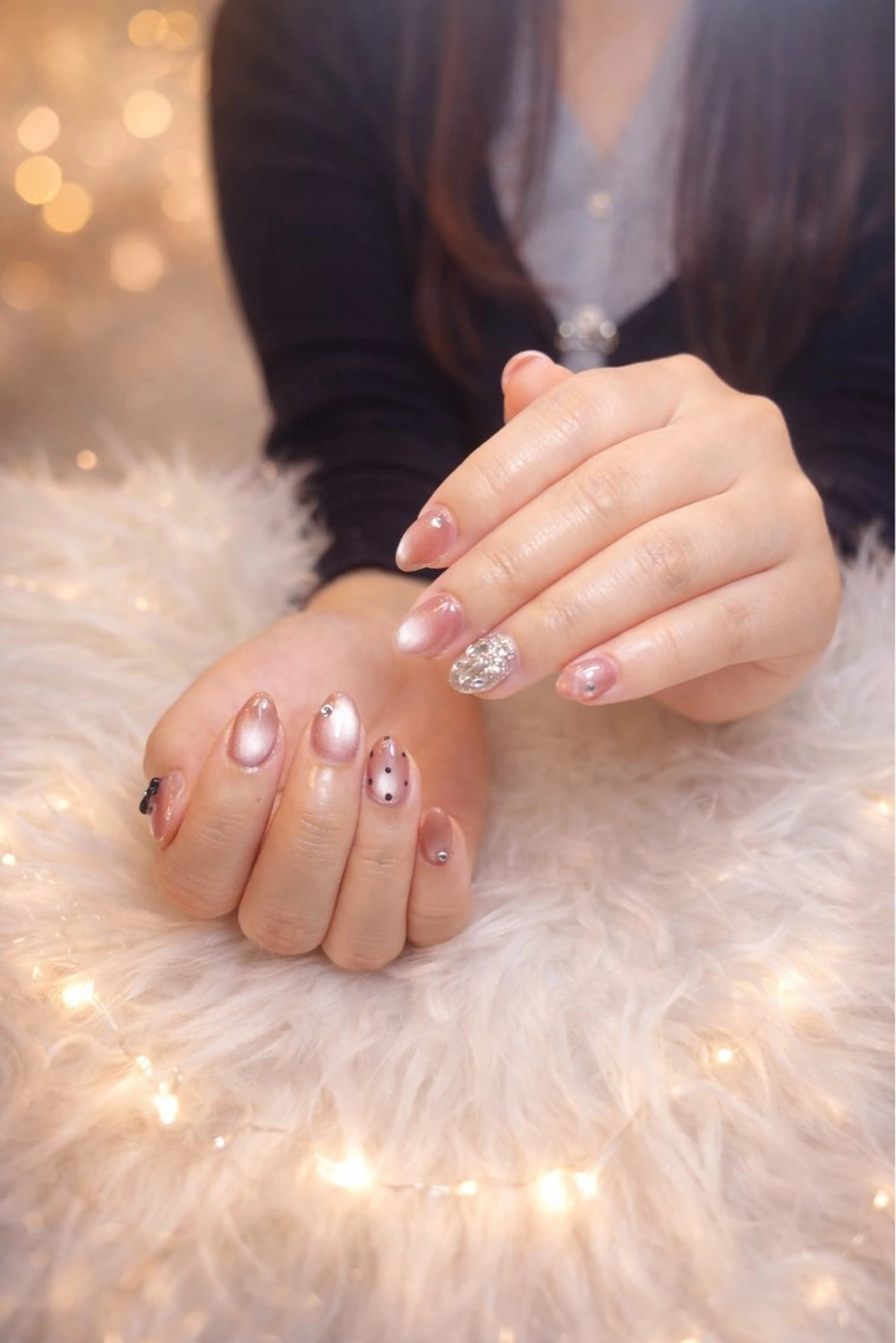 ネイル ジェルネイル キラキラネイル ラメ(グリッター) ピンク MEO MEO NAIL  守山のネイルデザイン