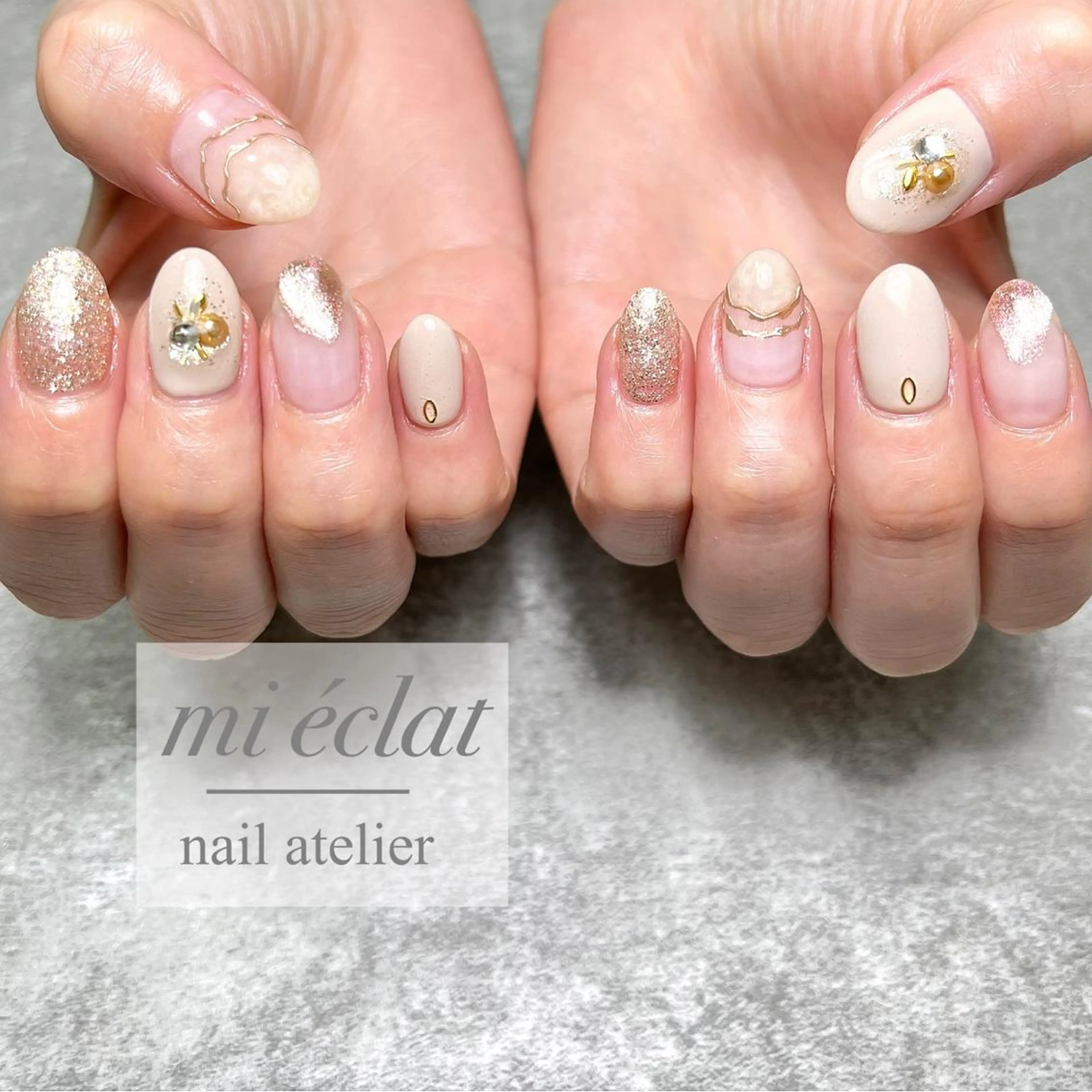 ネイル アートネイル ブラウン チークネイル フットネイル ジェルネイル mi éclat ミ　エクラのネイルデザイン