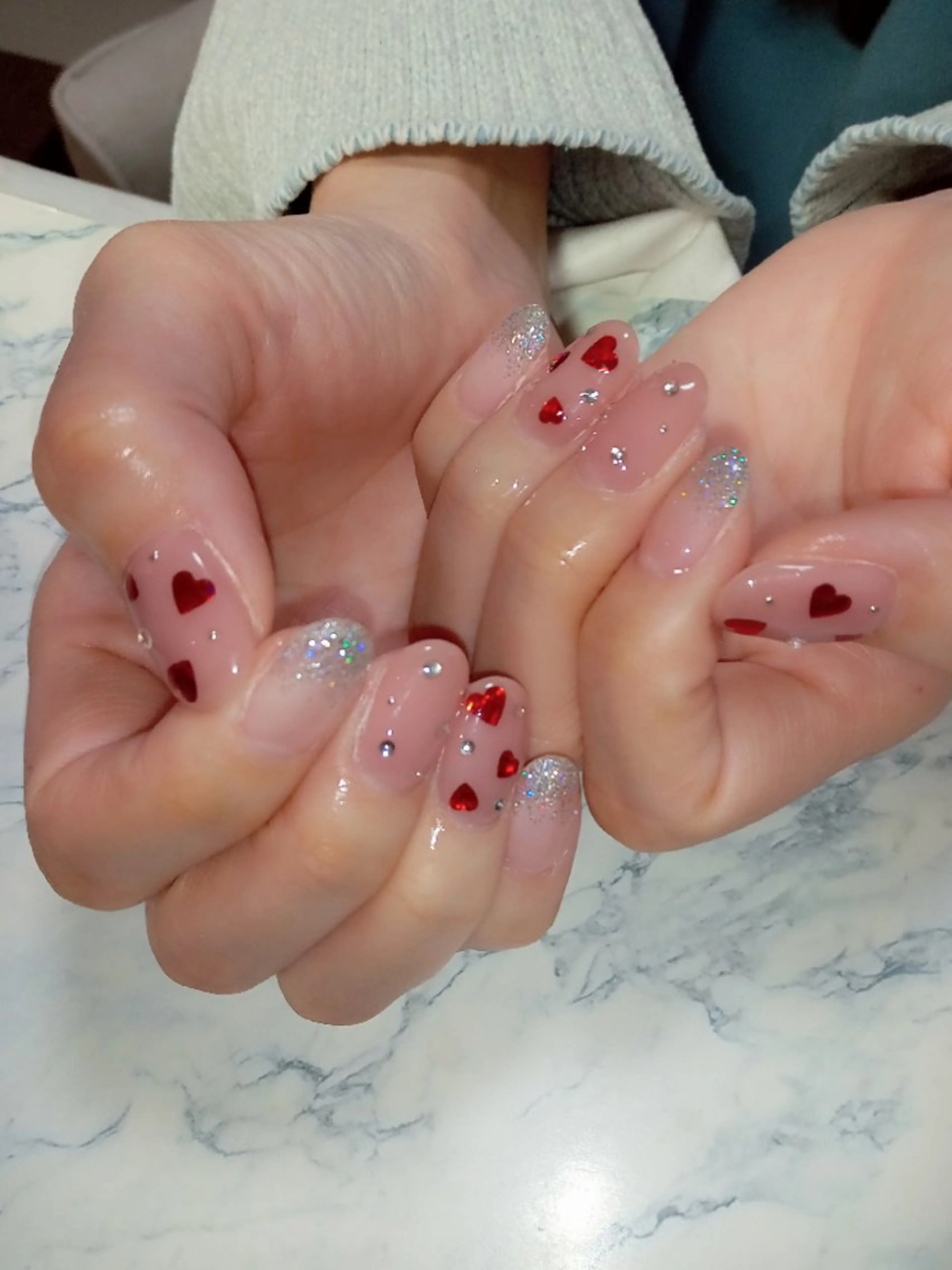 ネイル ジェルネイル キラキラネイル 大理石ネイル(マーブル) ニュアンスネイル オフィスネイル ハンドネイル flure de neige yukiのネイルデザイン