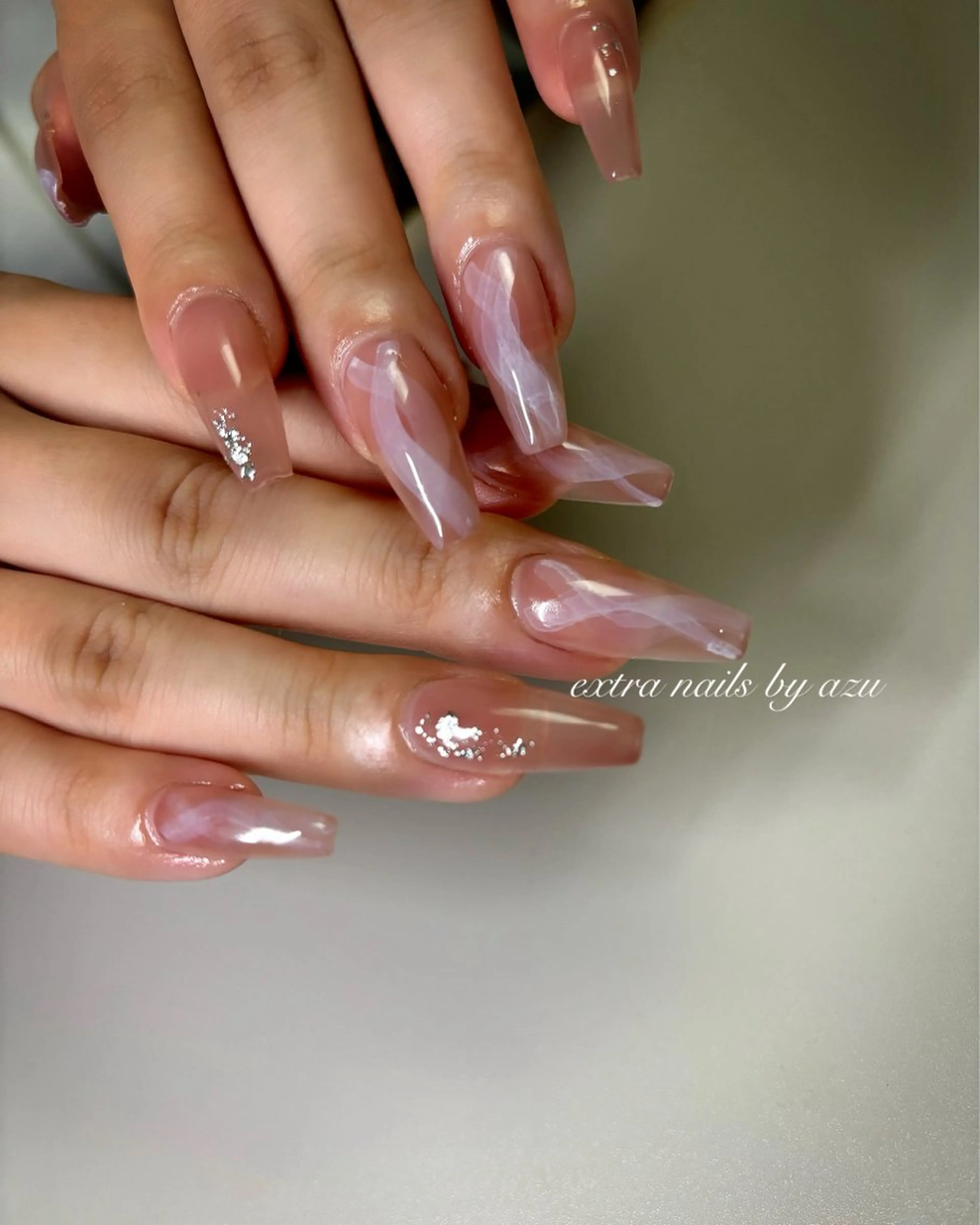 ネイル アートネイル ロングネイル ピンク ワンホンネイル ハンドネイル extranails ／lemellaのネイルデザイン